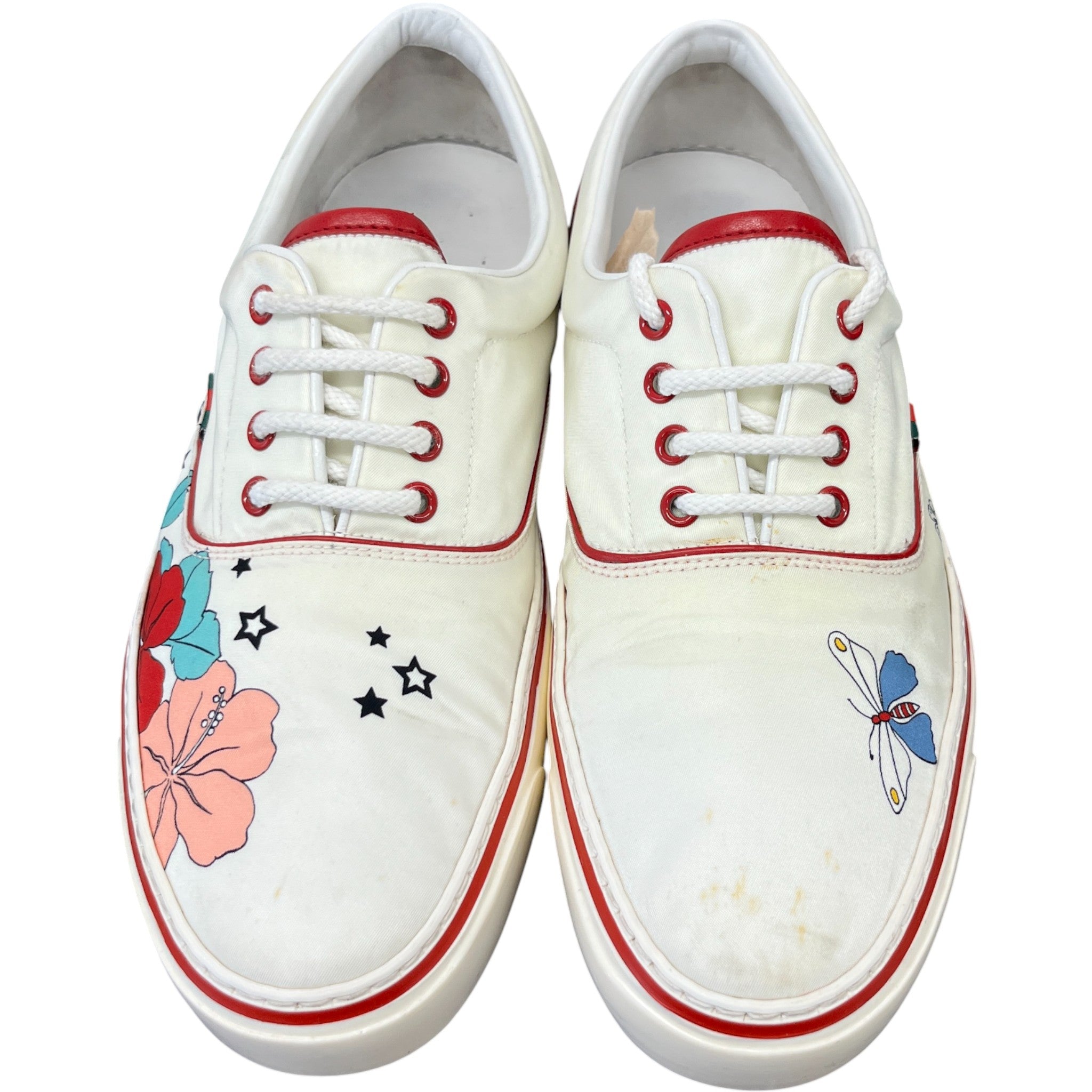 Men's Flower Print Low Trainers White Size EU 43 / UK 9