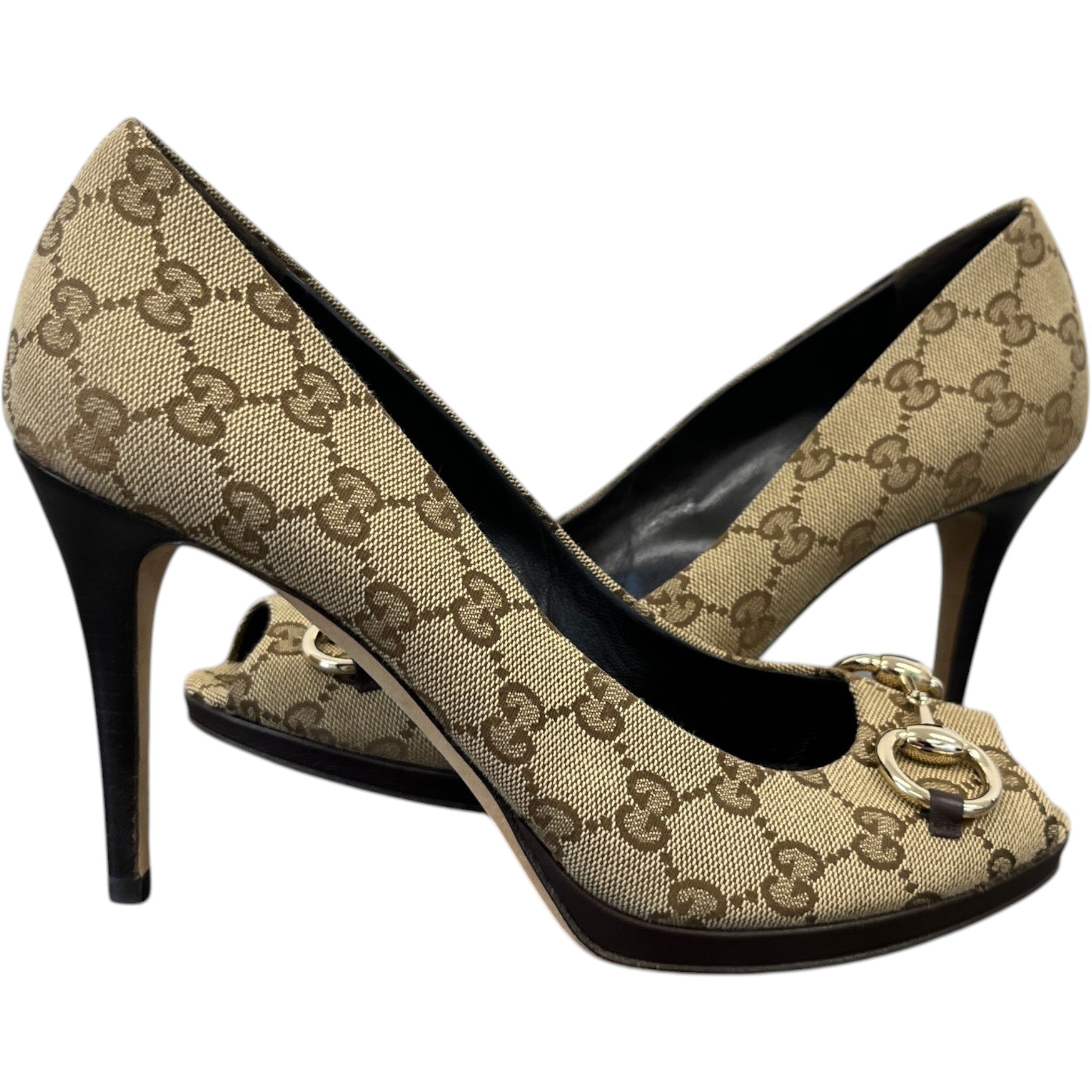 Women's Gg Supreme Horsebit Heels Beige Size EU 40 / UK 7