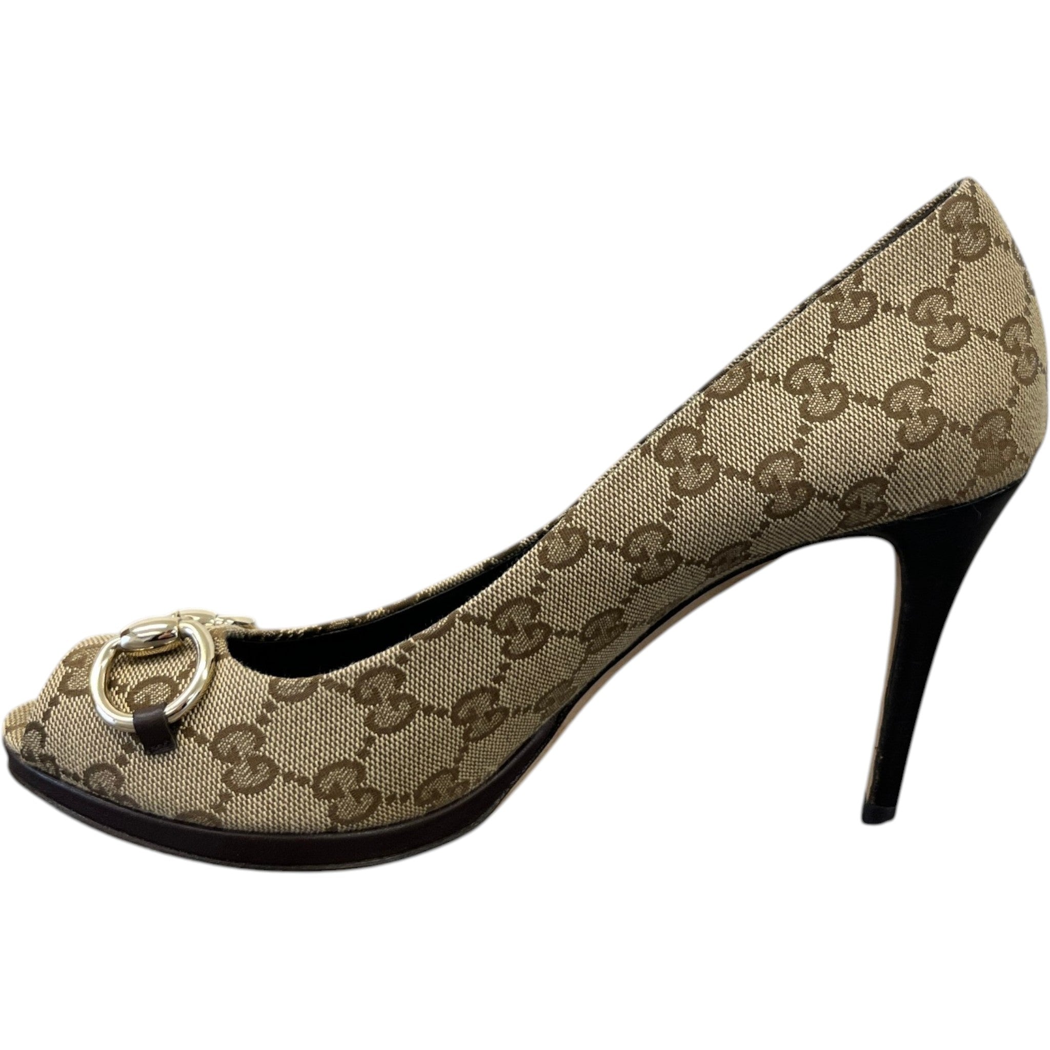 Women's Gg Supreme Horsebit Heels Beige Size EU 40 / UK 7