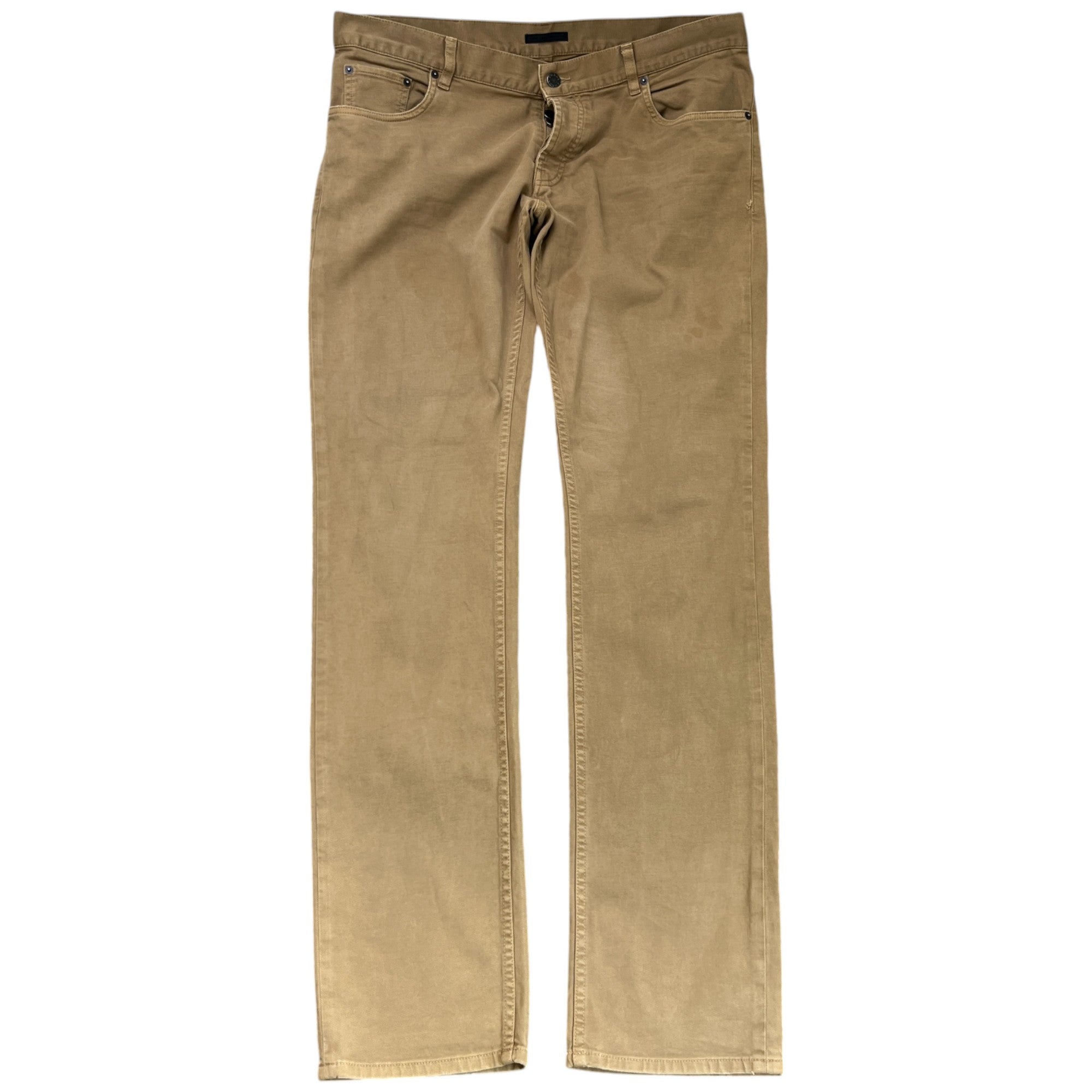 Men's Plaque Logo Jeans Beige Size Waist 36"