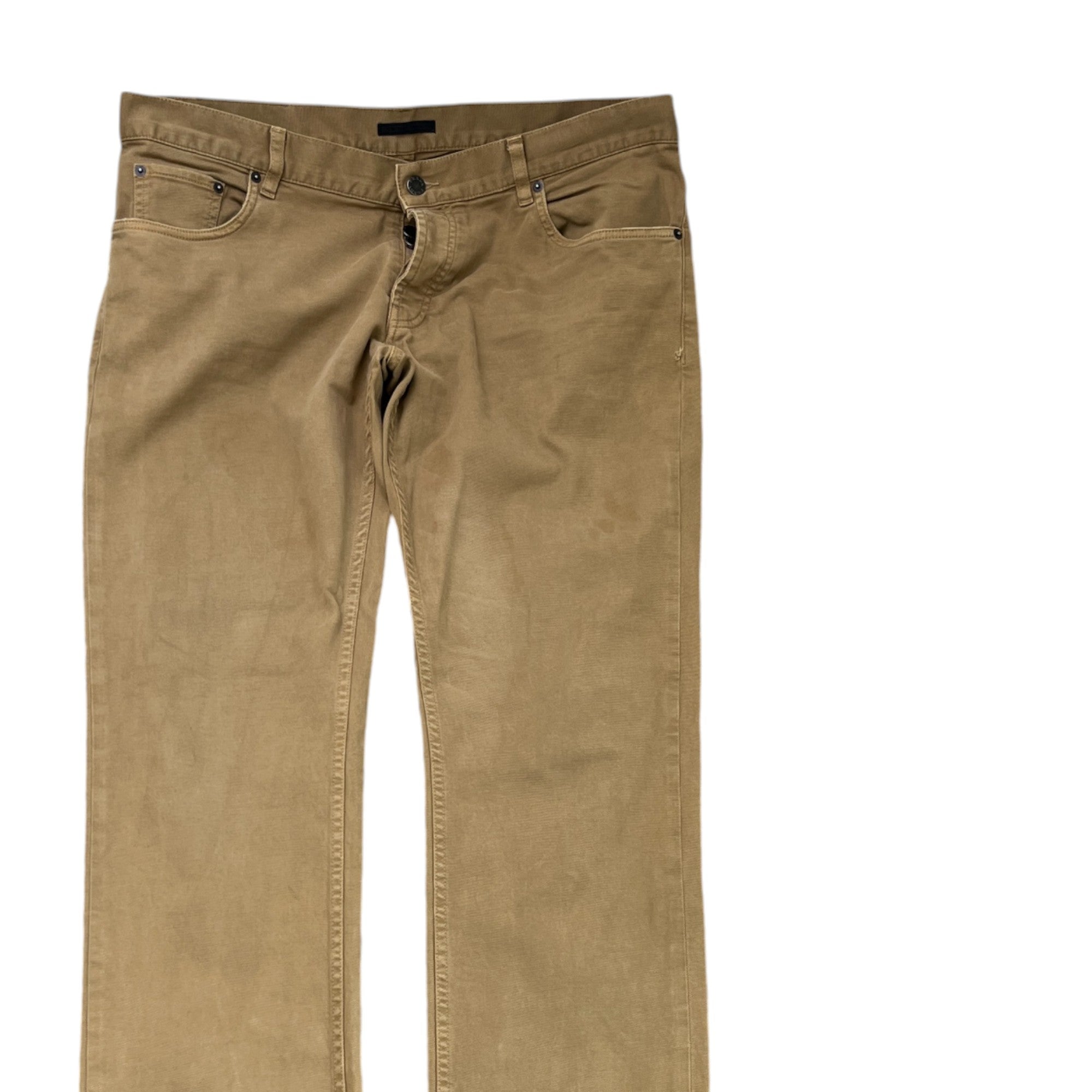 Men's Plaque Logo Jeans Beige Size Waist 36"