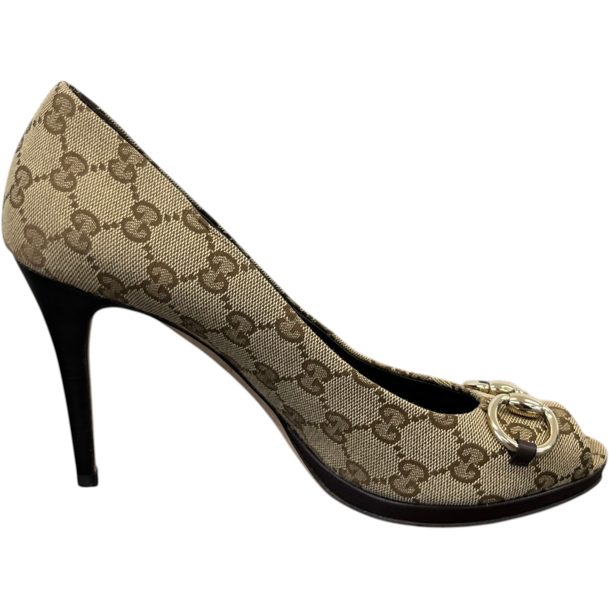 Women's Gg Supreme Horsebit Heels Beige Size EU 40 / UK 7
