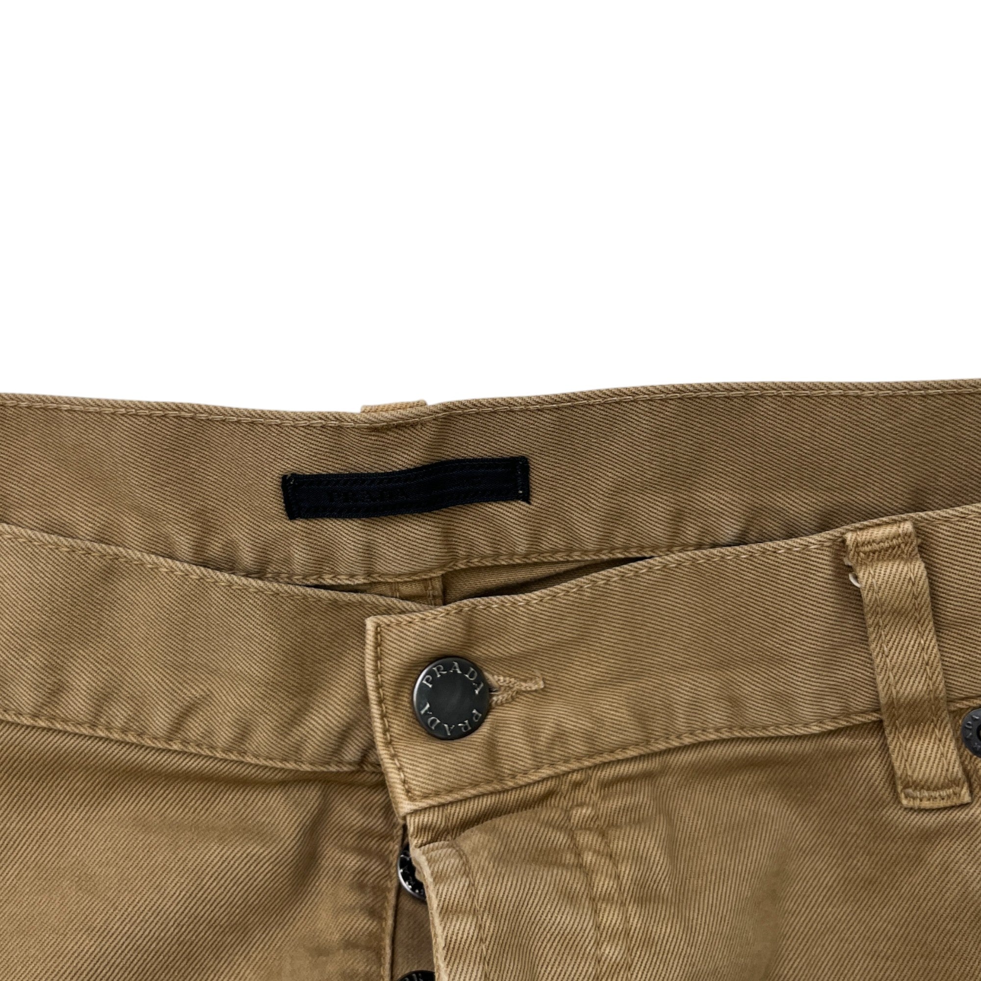 Men's Plaque Logo Jeans Beige Size Waist 36"