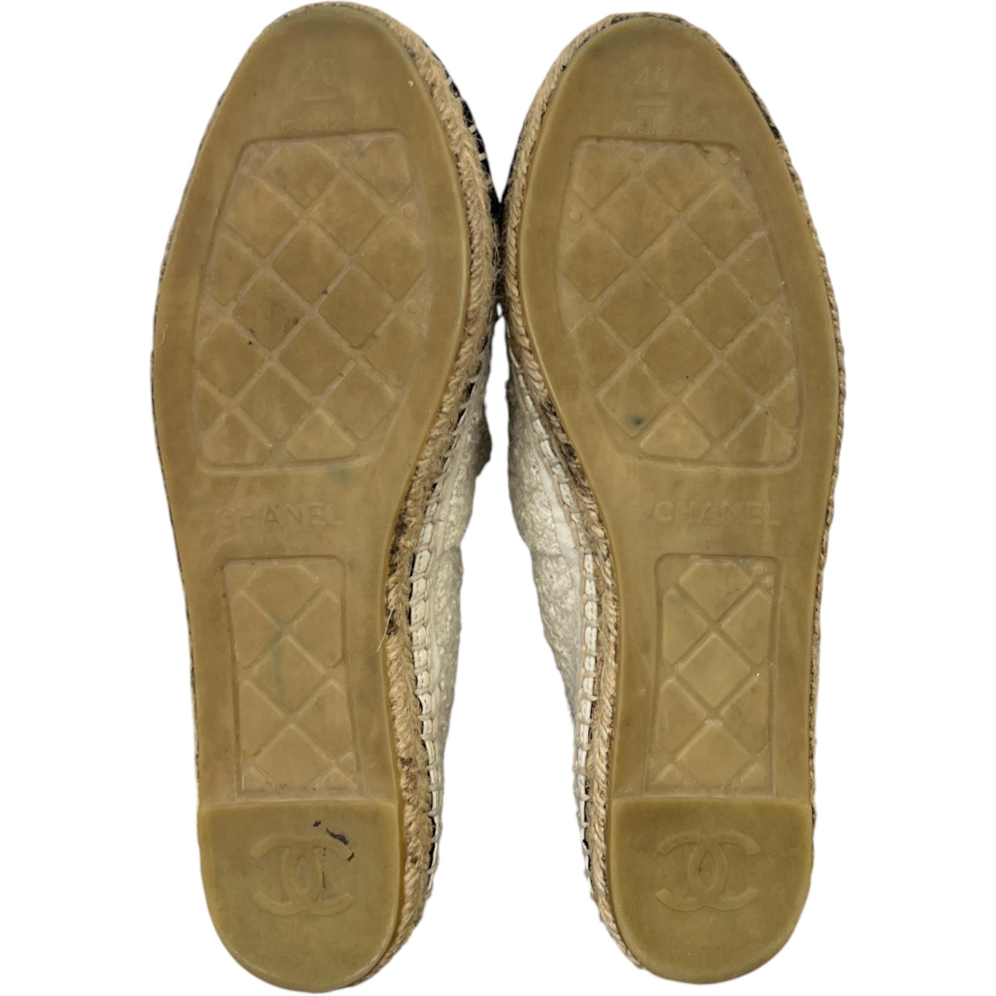Women's Embroidered Cc Espadrilles Cream Size EU 40 / UK 7