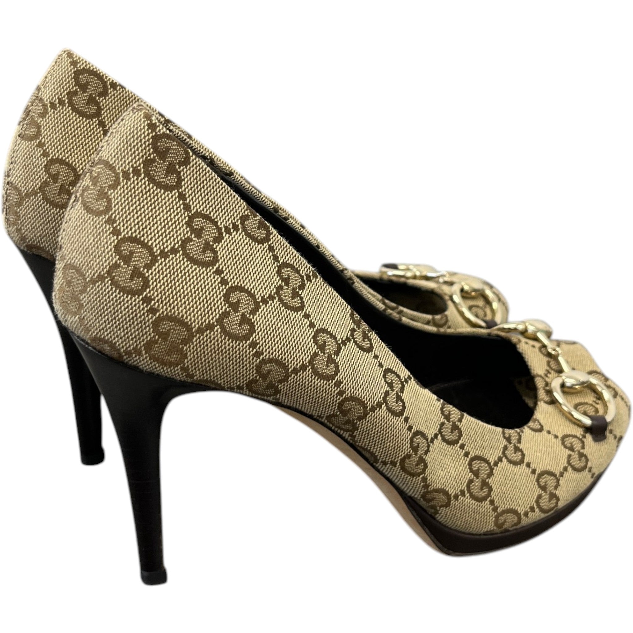 Women's Gg Supreme Horsebit Heels Beige Size EU 40 / UK 7