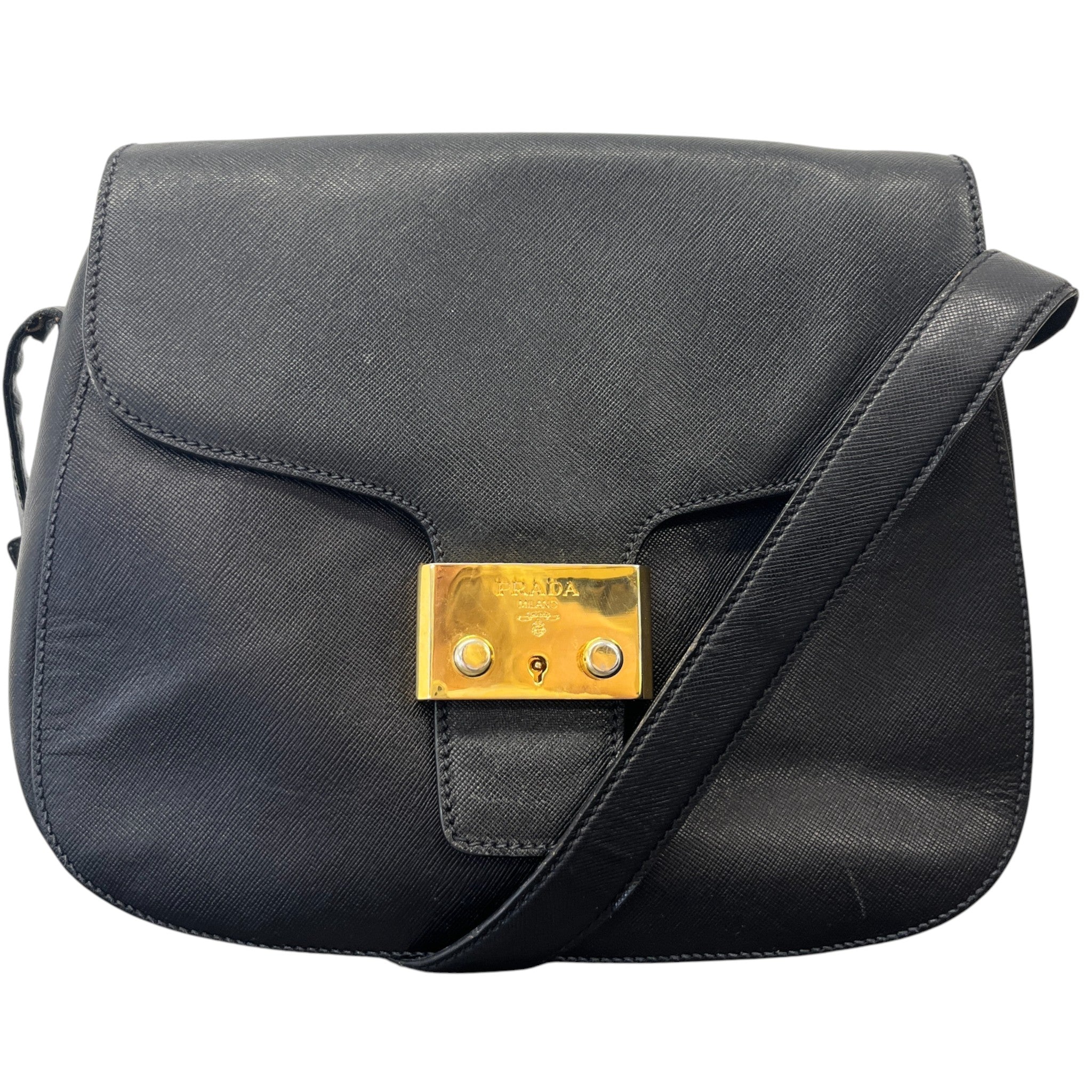 Women's Logo Buckle Crossbody Bag Black