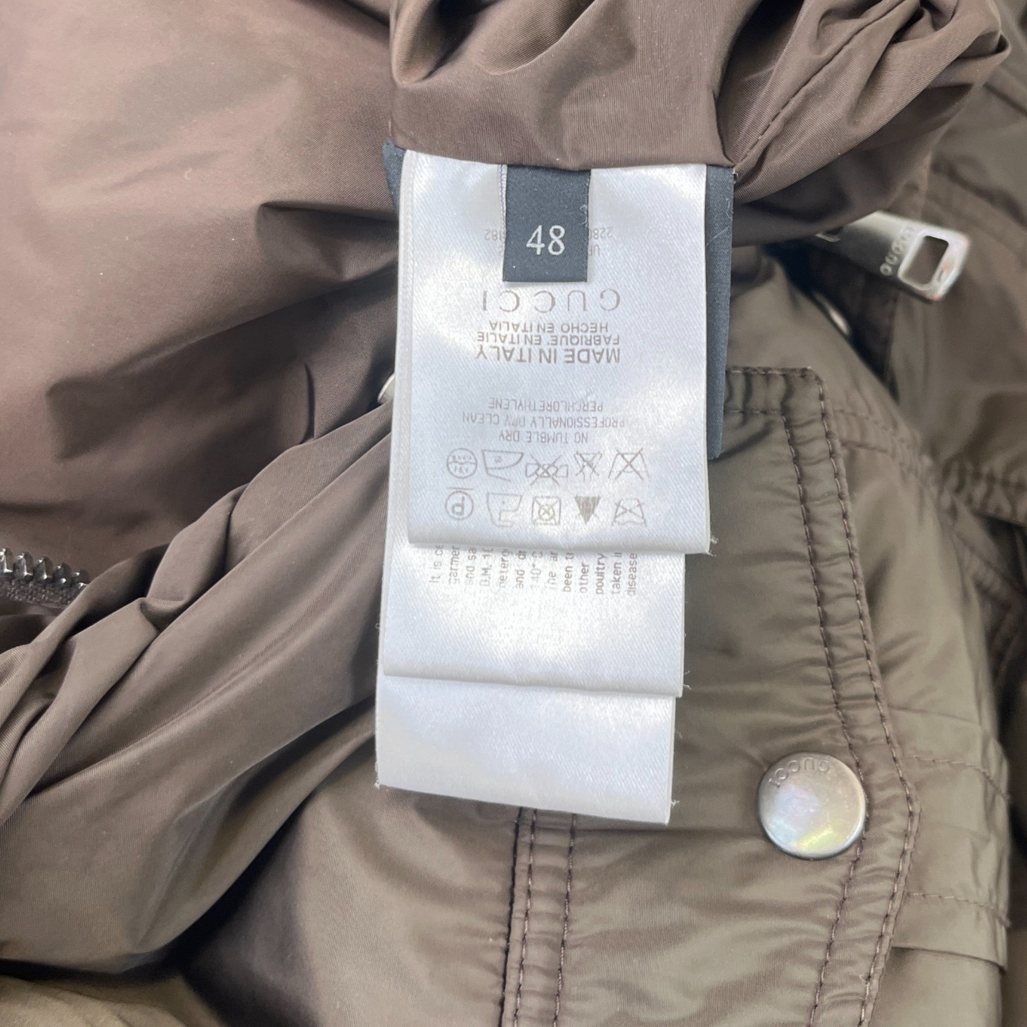 Men's Crest Emblem Badge Down Jacket Khaki Size IT 48 / M