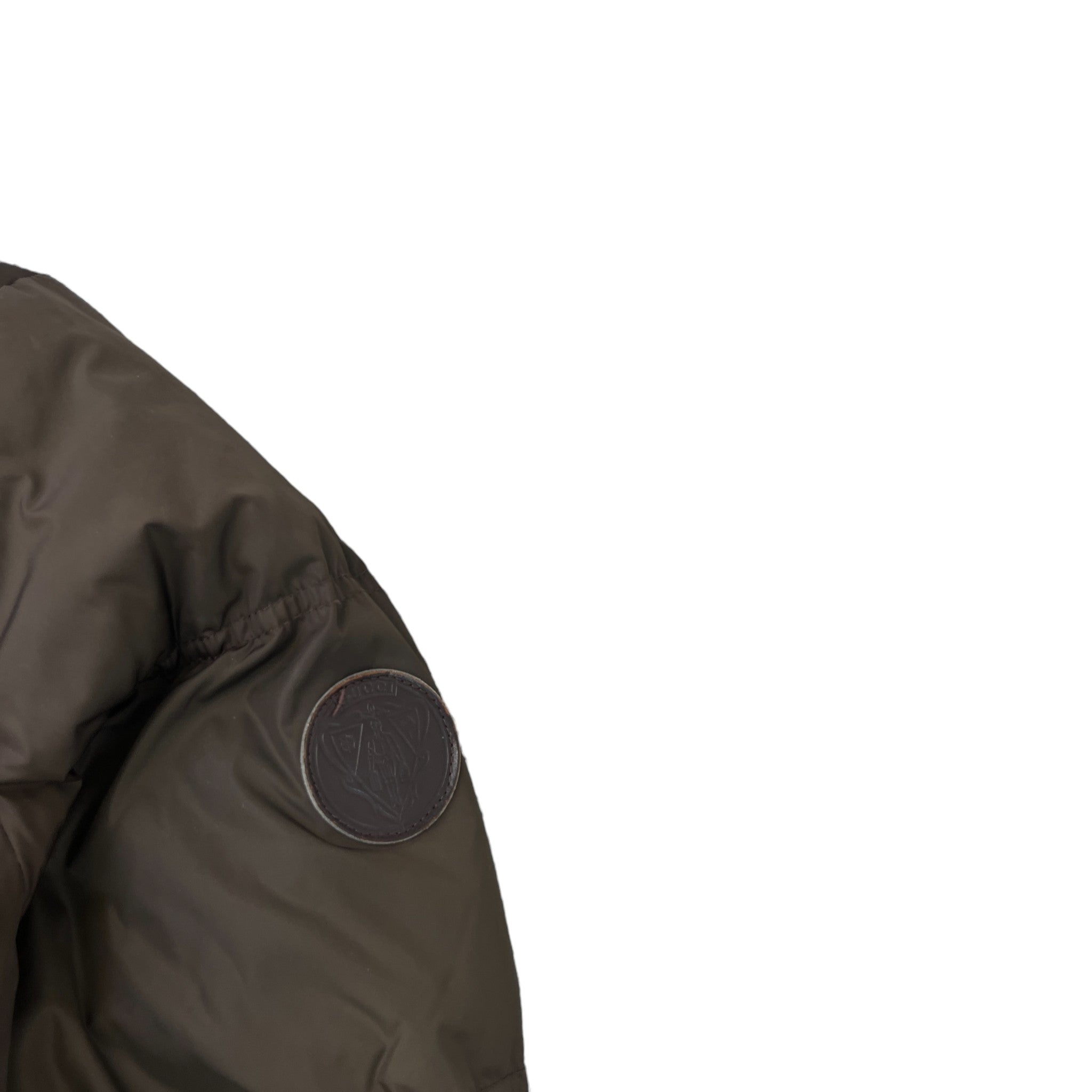 Men's Crest Emblem Badge Down Jacket Khaki Size IT 48 / M