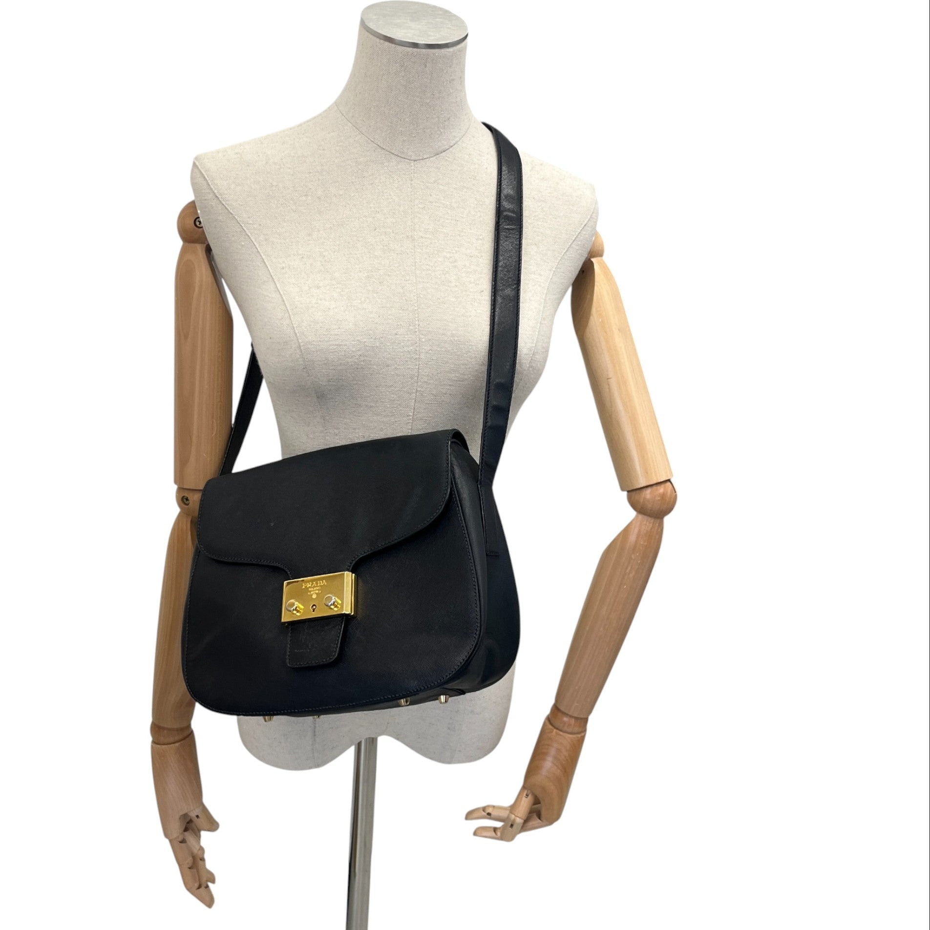 Women's Logo Buckle Crossbody Bag Black