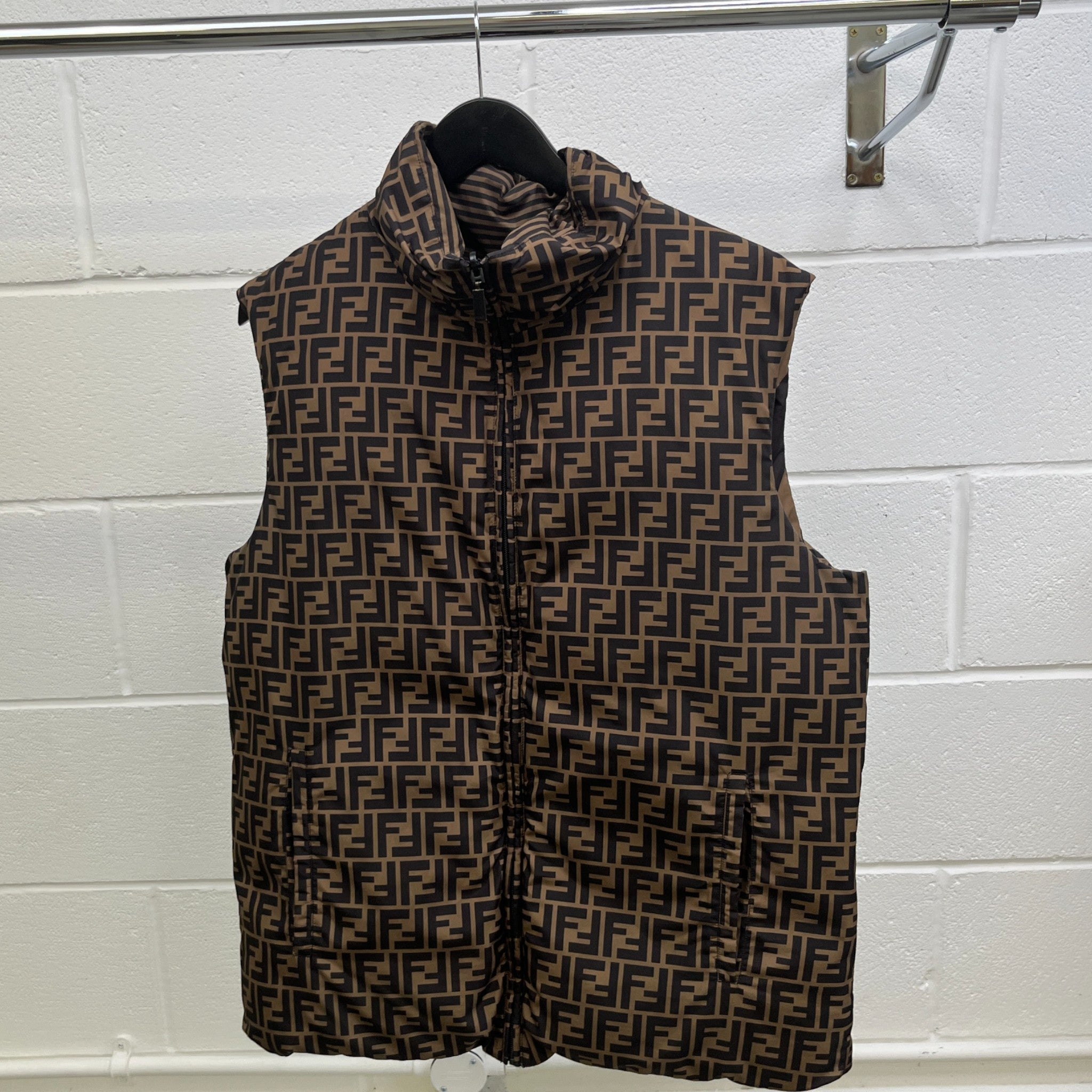 Men's Ff Monogram Reversable Gilet Brown Size IT 48 / M