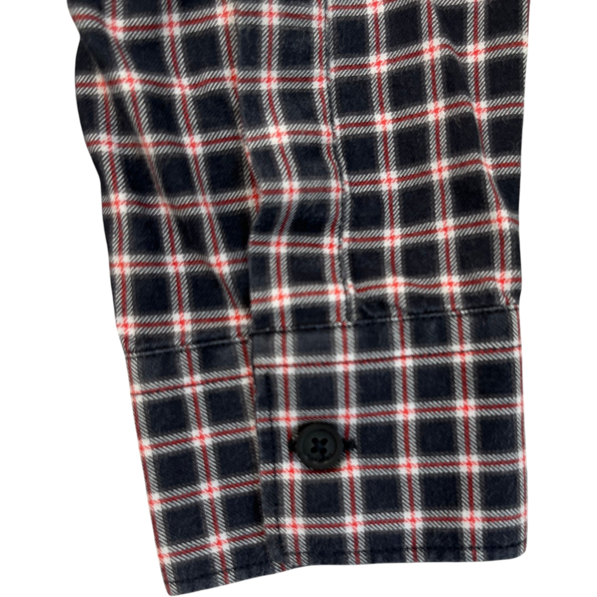 Men's Embroidered Logo Collar Check Long Sleeve Shirt Navy Size S