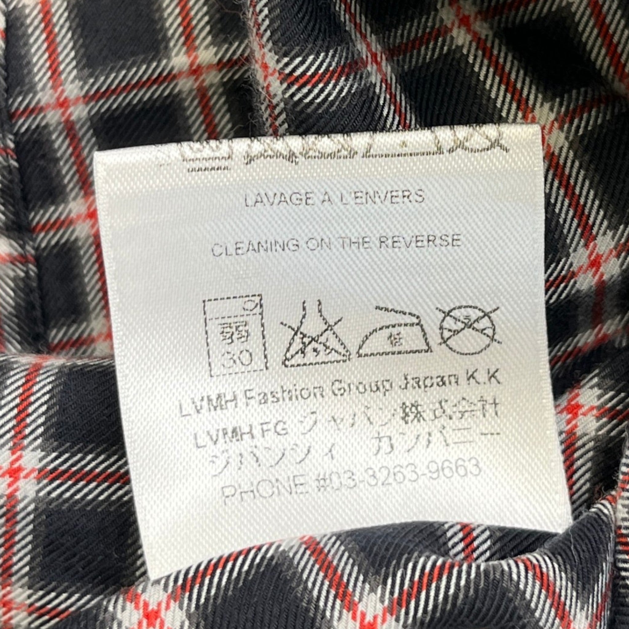 Men's Embroidered Logo Collar Check Long Sleeve Shirt Navy Size S