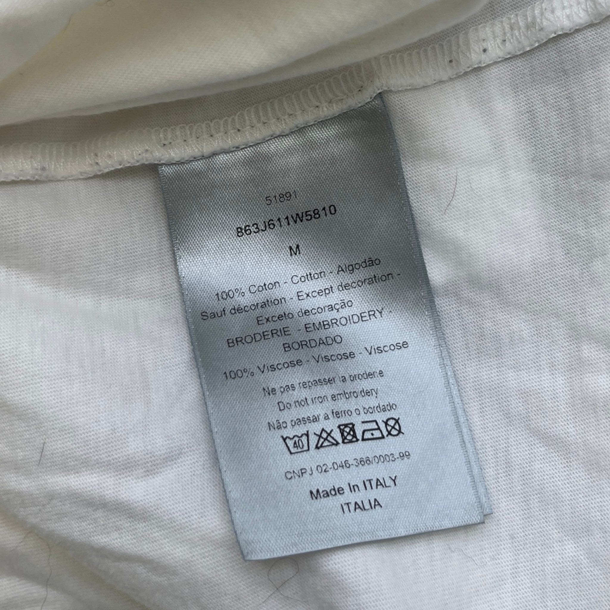 Men's Embroidered Logo T-Shirt White Size M
