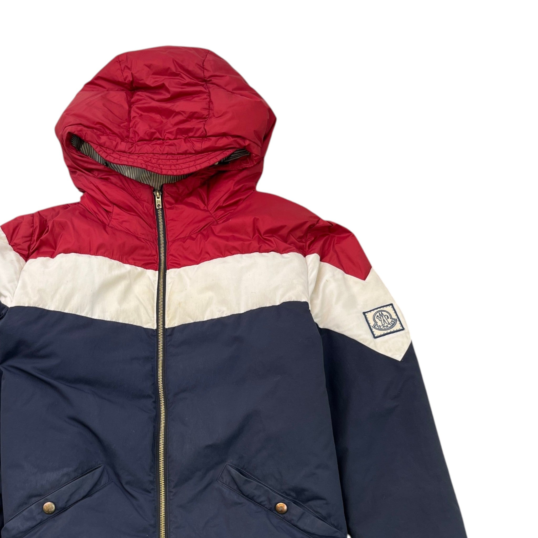 Men's Gamme Bleu Contrast Panels Down Jacket Navy Size L
