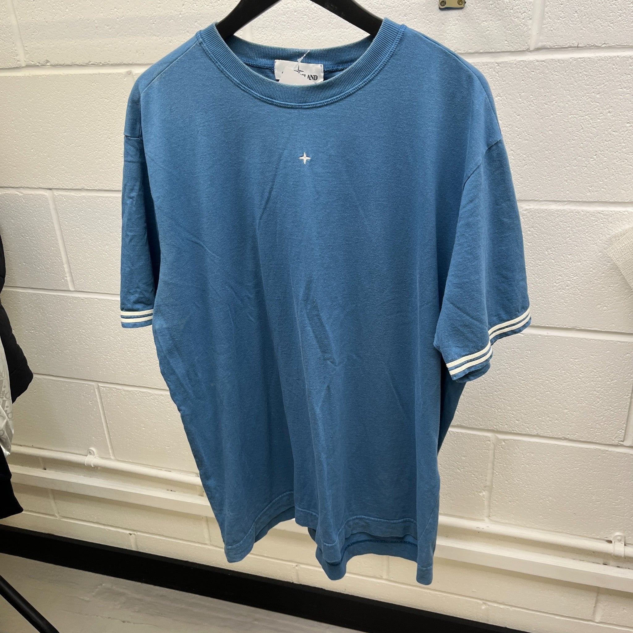 Men's Embroidered Logo T-Shirt Blue Size XXL