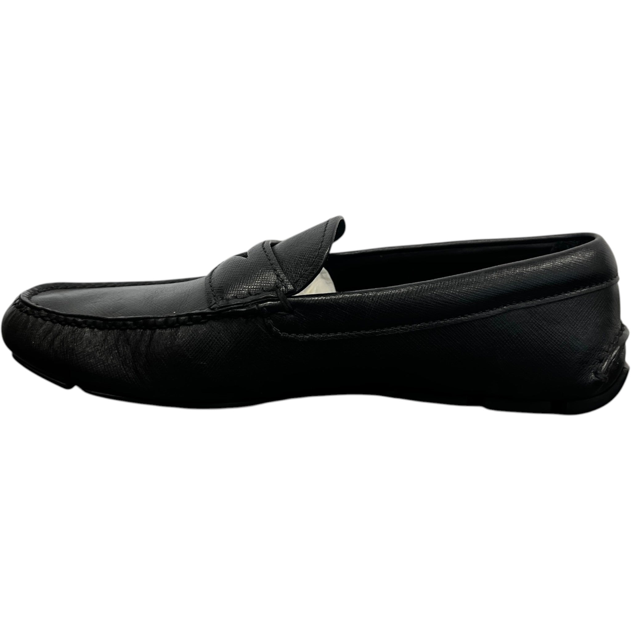 Men's Saffiano Driver Loafers Black Size EU 40.5 / UK 6.5