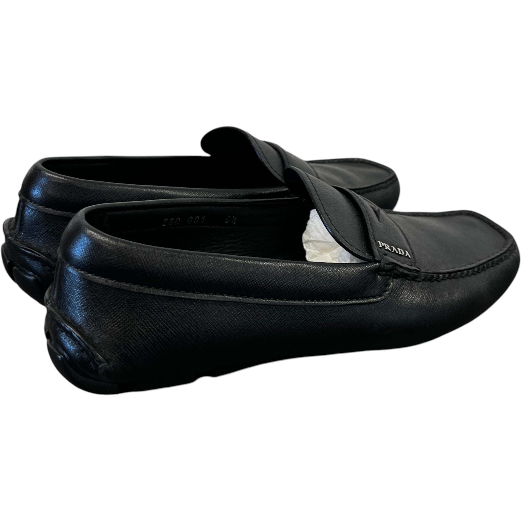 Men's Saffiano Driver Loafers Black Size EU 40.5 / UK 6.5