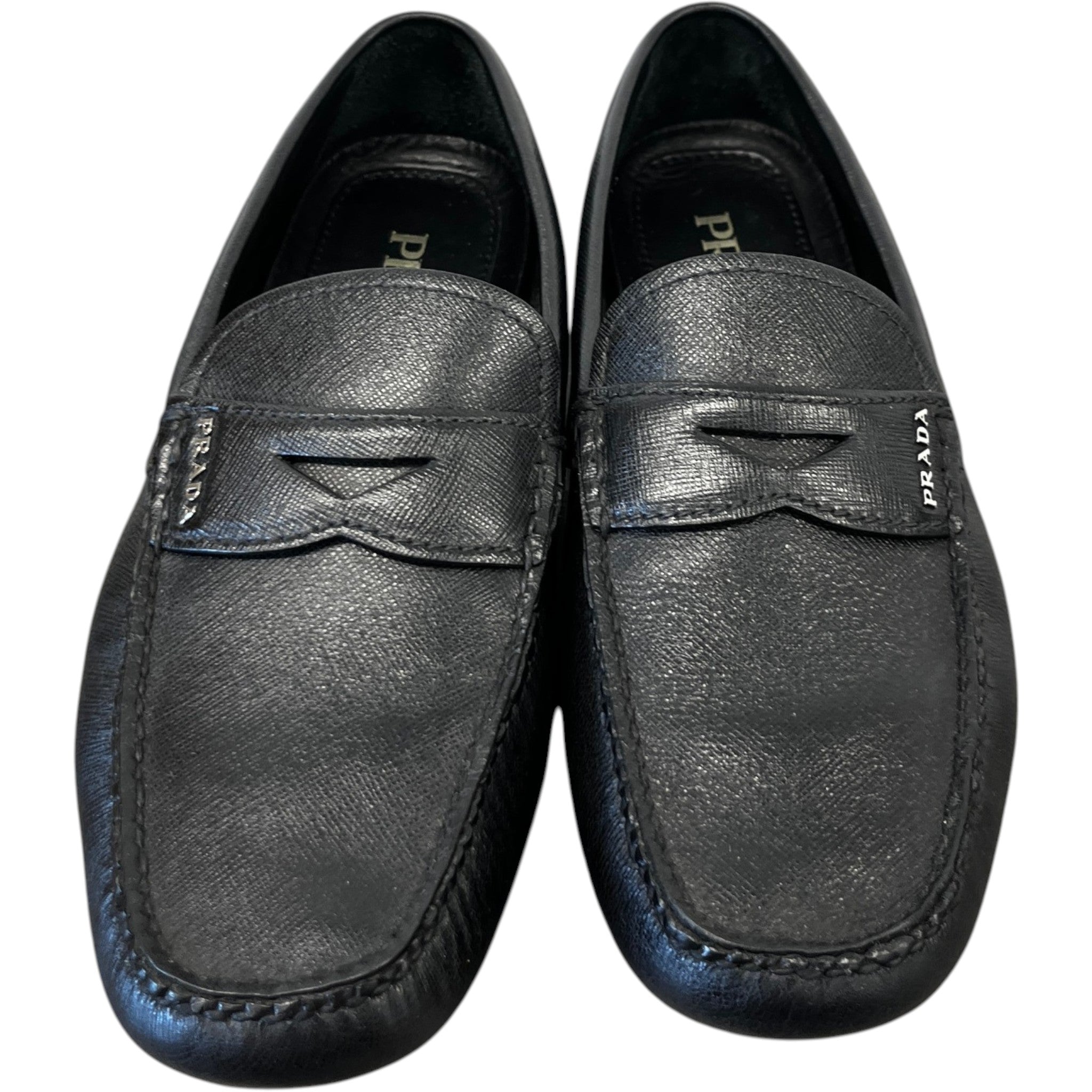Men's Saffiano Driver Loafers Black Size EU 40.5 / UK 6.5