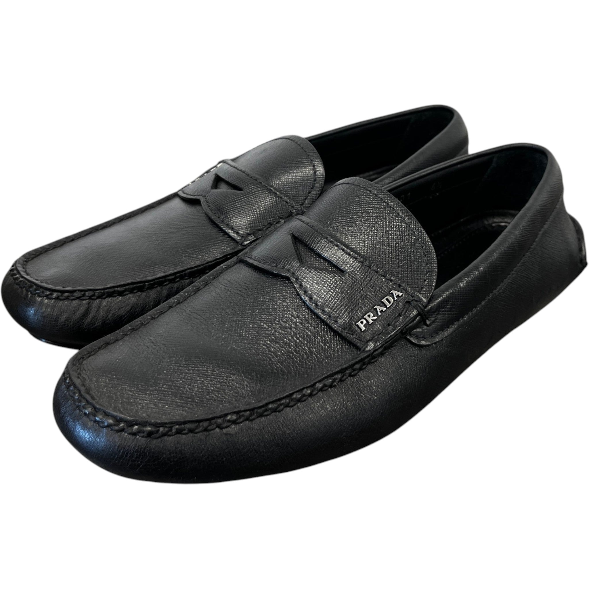 Men's Saffiano Driver Loafers Black Size EU 40.5 / UK 6.5