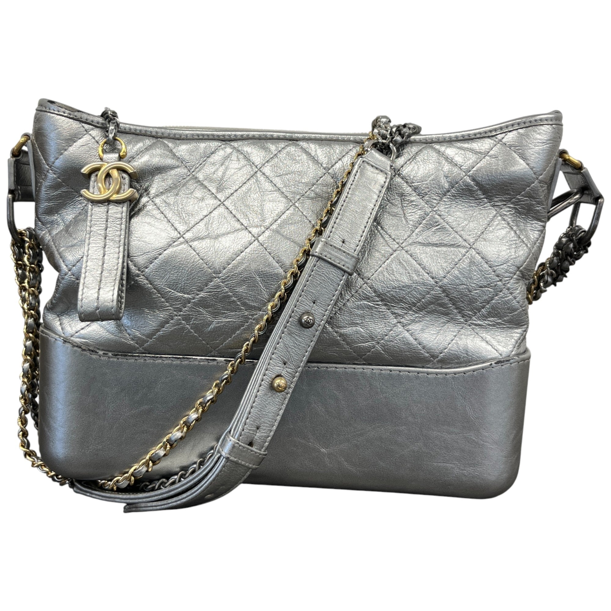 Women's Medium Gabrielle Hobo Handbag Silver