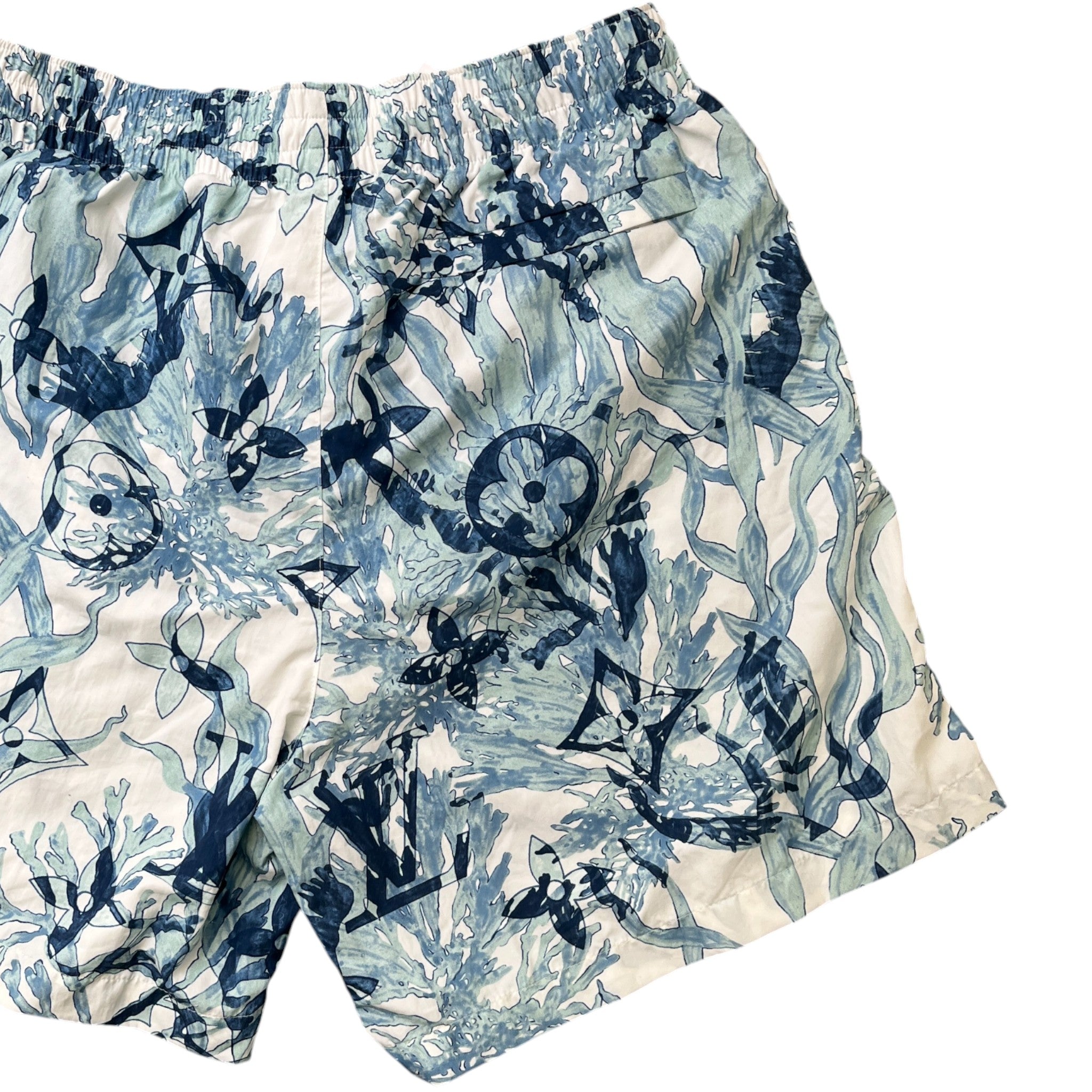 Men's Monogram Swim Shorts Blue Size M