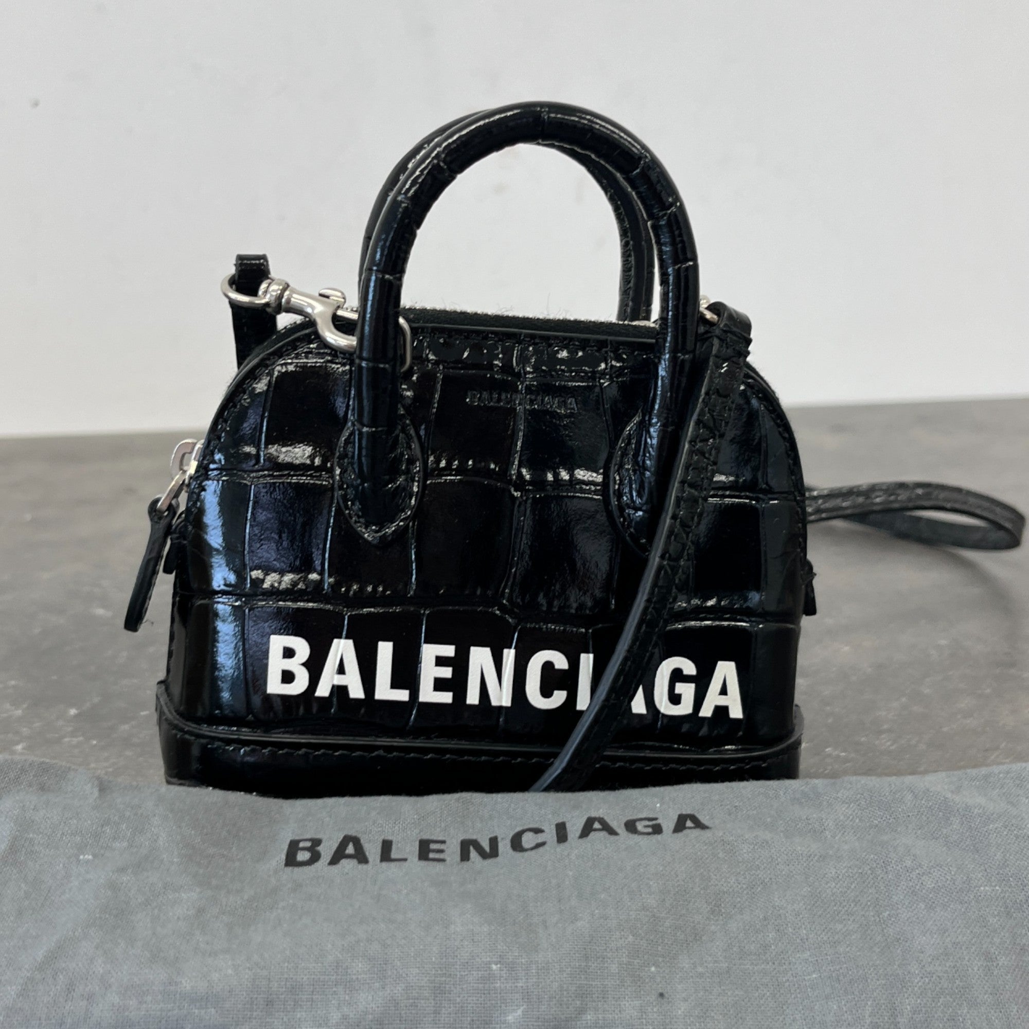 Women's Croc Micro Ville Top Handle Bag Black