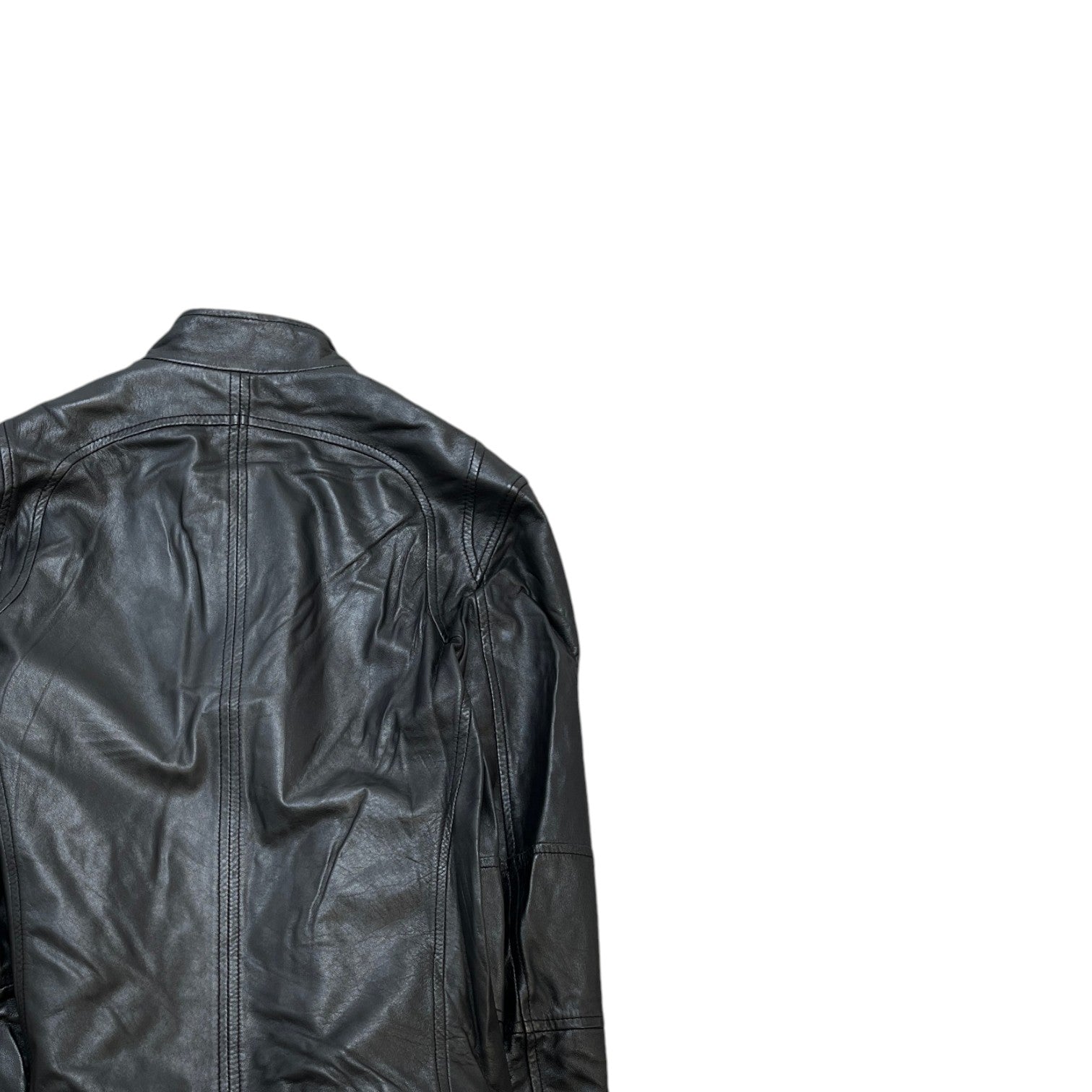 Men's Plaque Logo Leather Jacket Black Size IT 46 / S