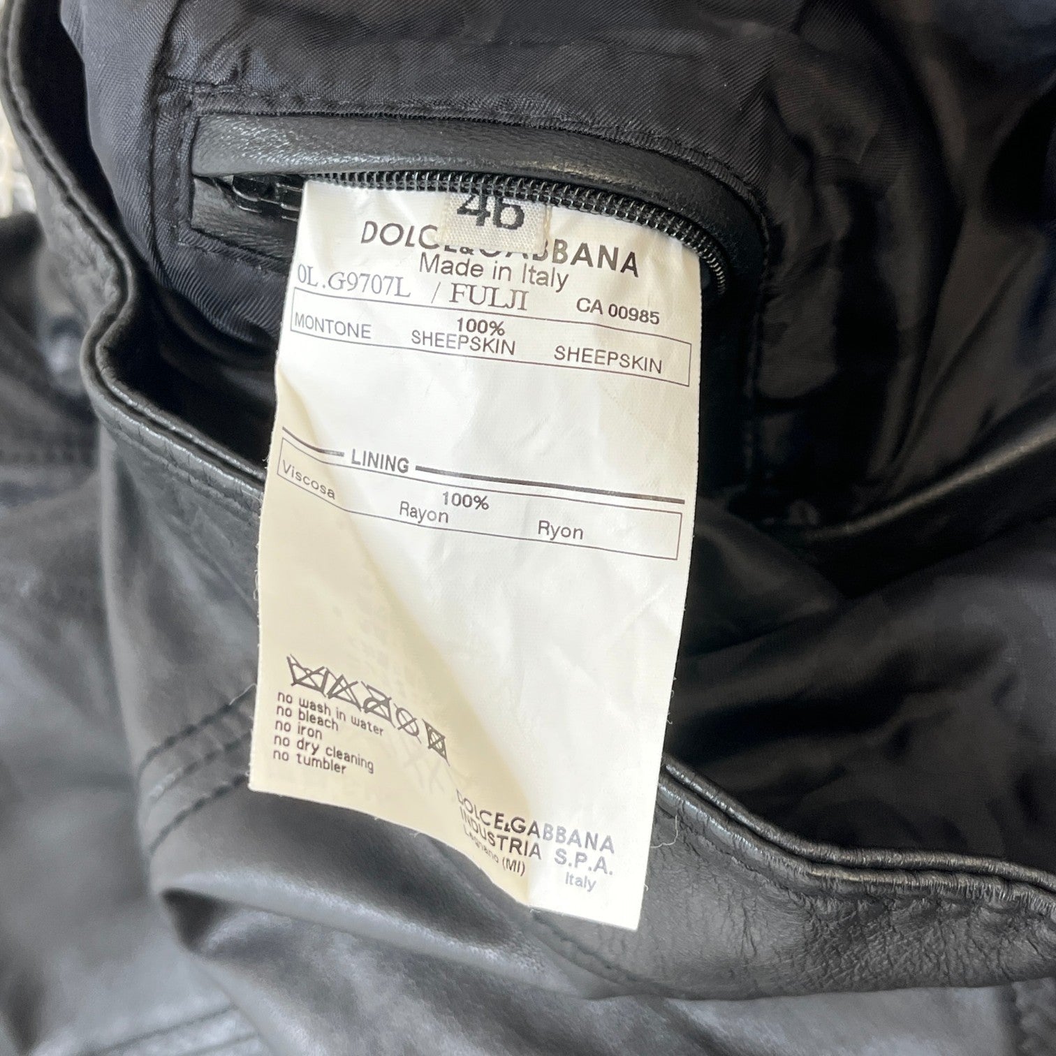 Men's Plaque Logo Leather Jacket Black Size IT 46 / S