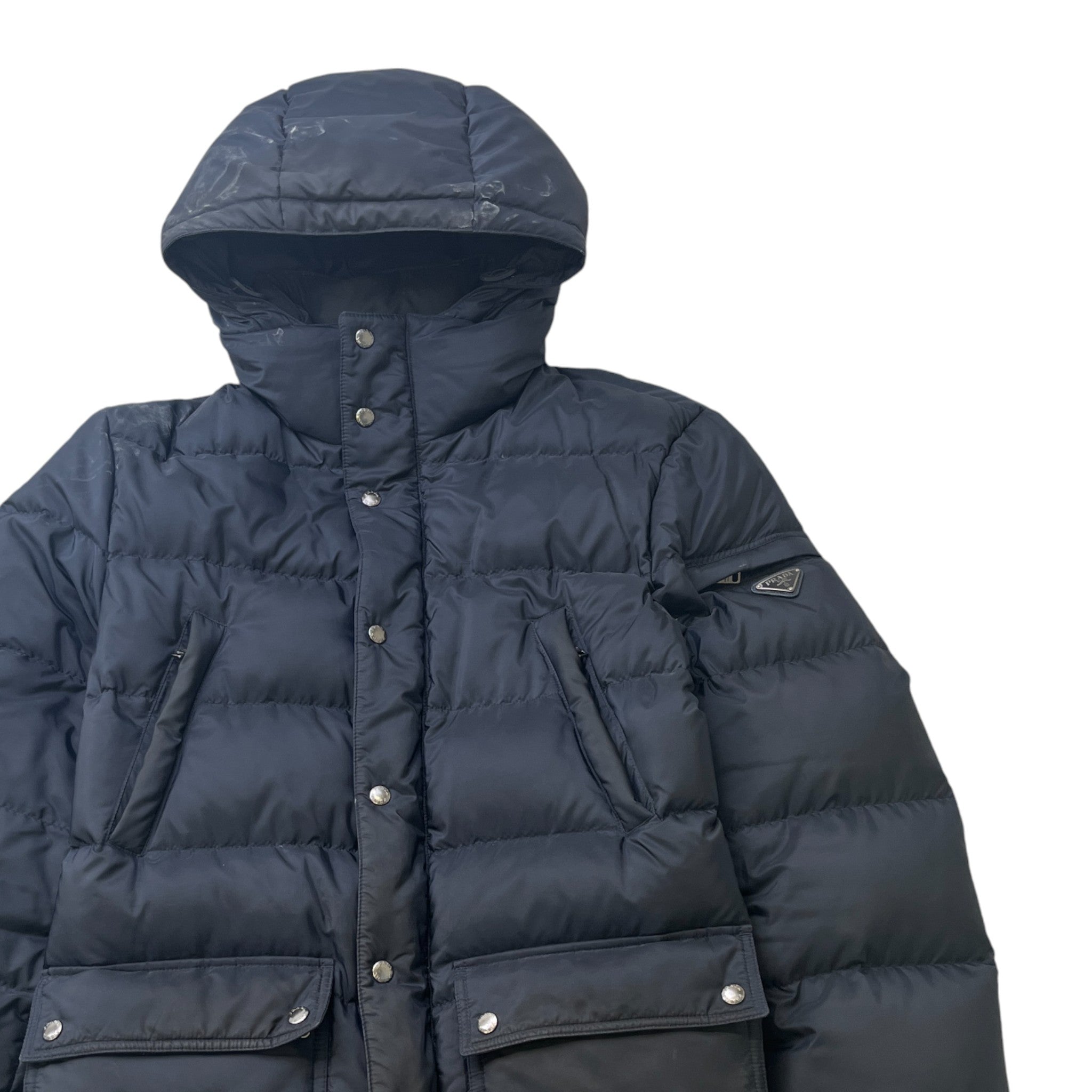 Men's Plaque Logo Down Jacket Navy Size IT 50 / L