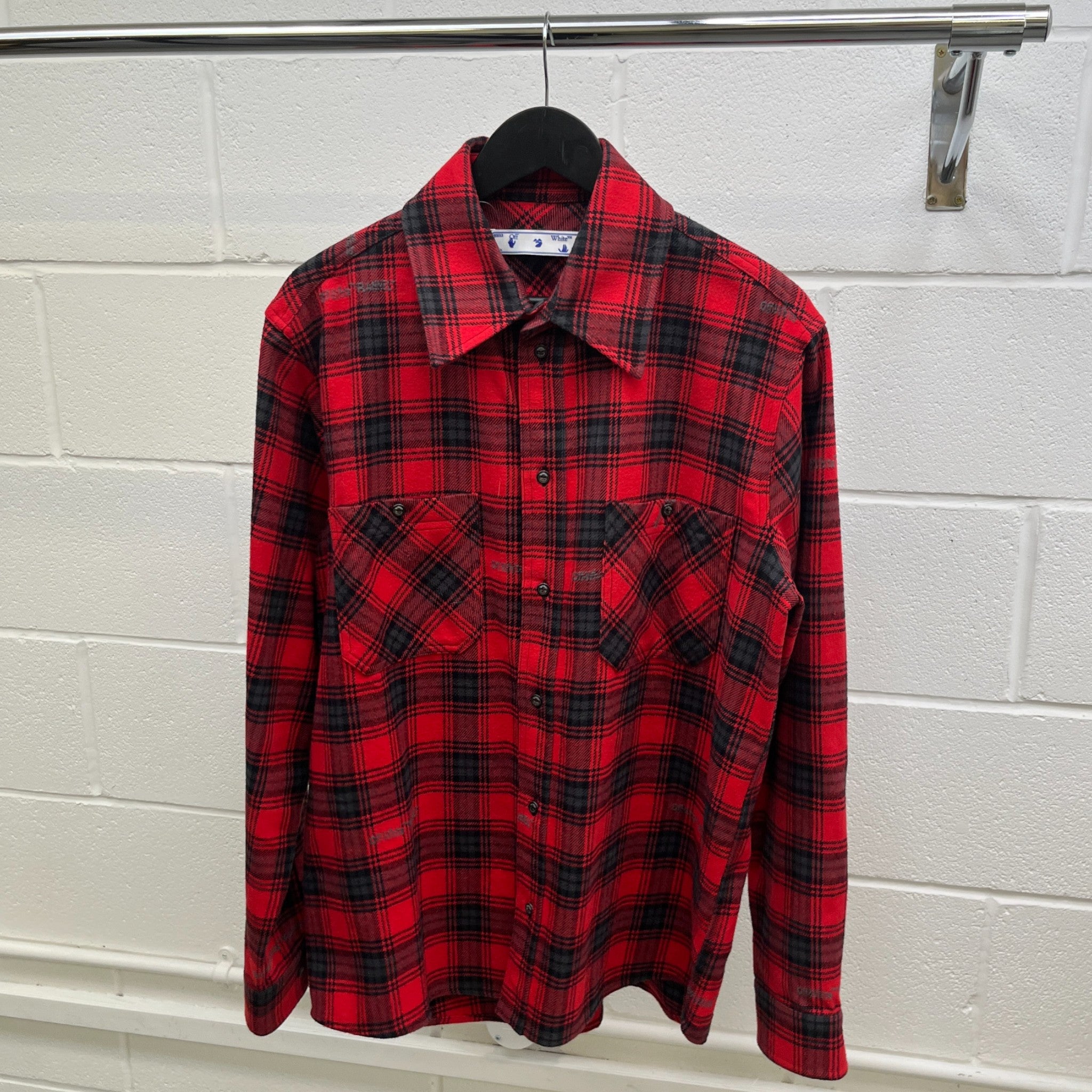 Men's Arrow Logo Fannel OverShirt Red Size L