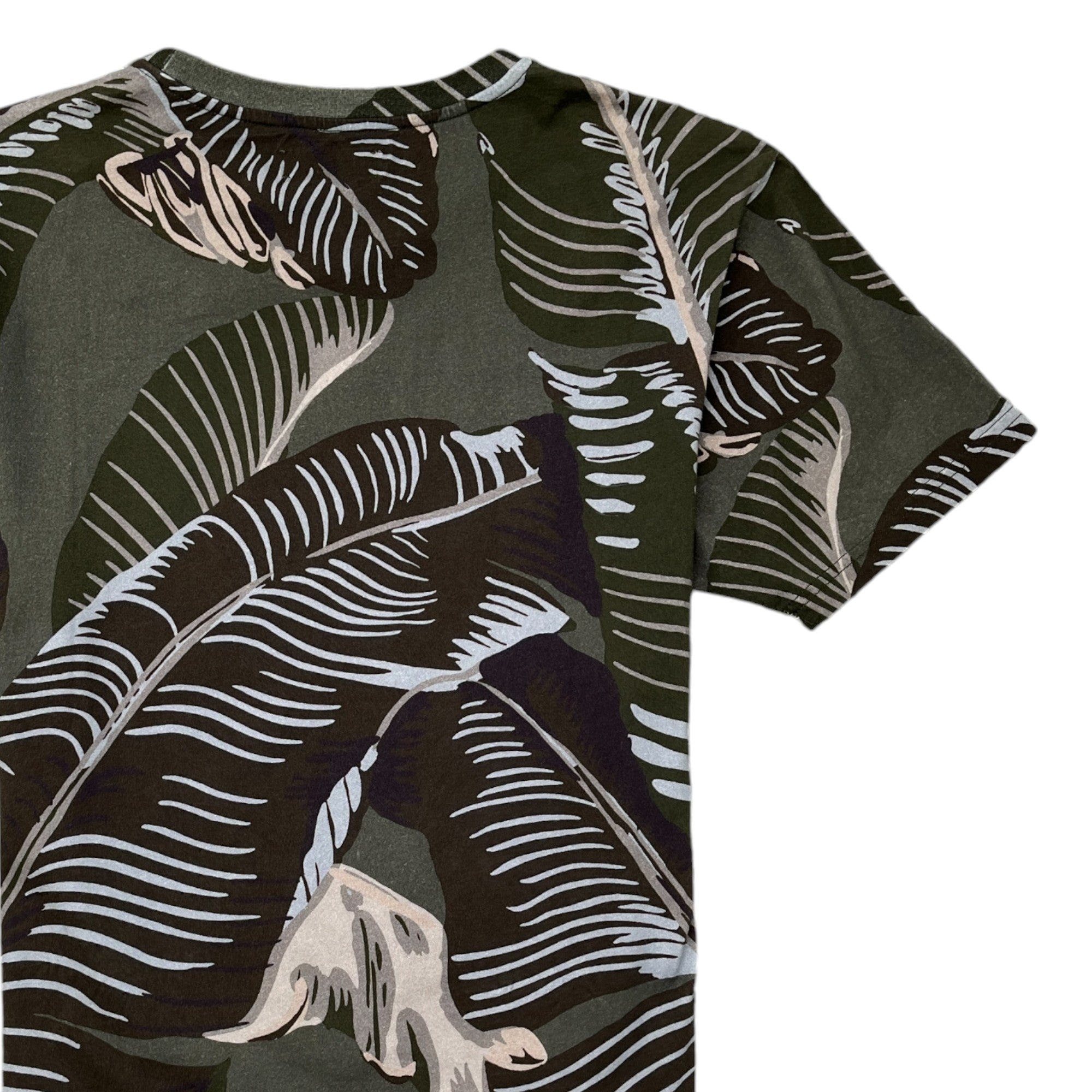 Men's Tropical Print T-Shirt Green Size S