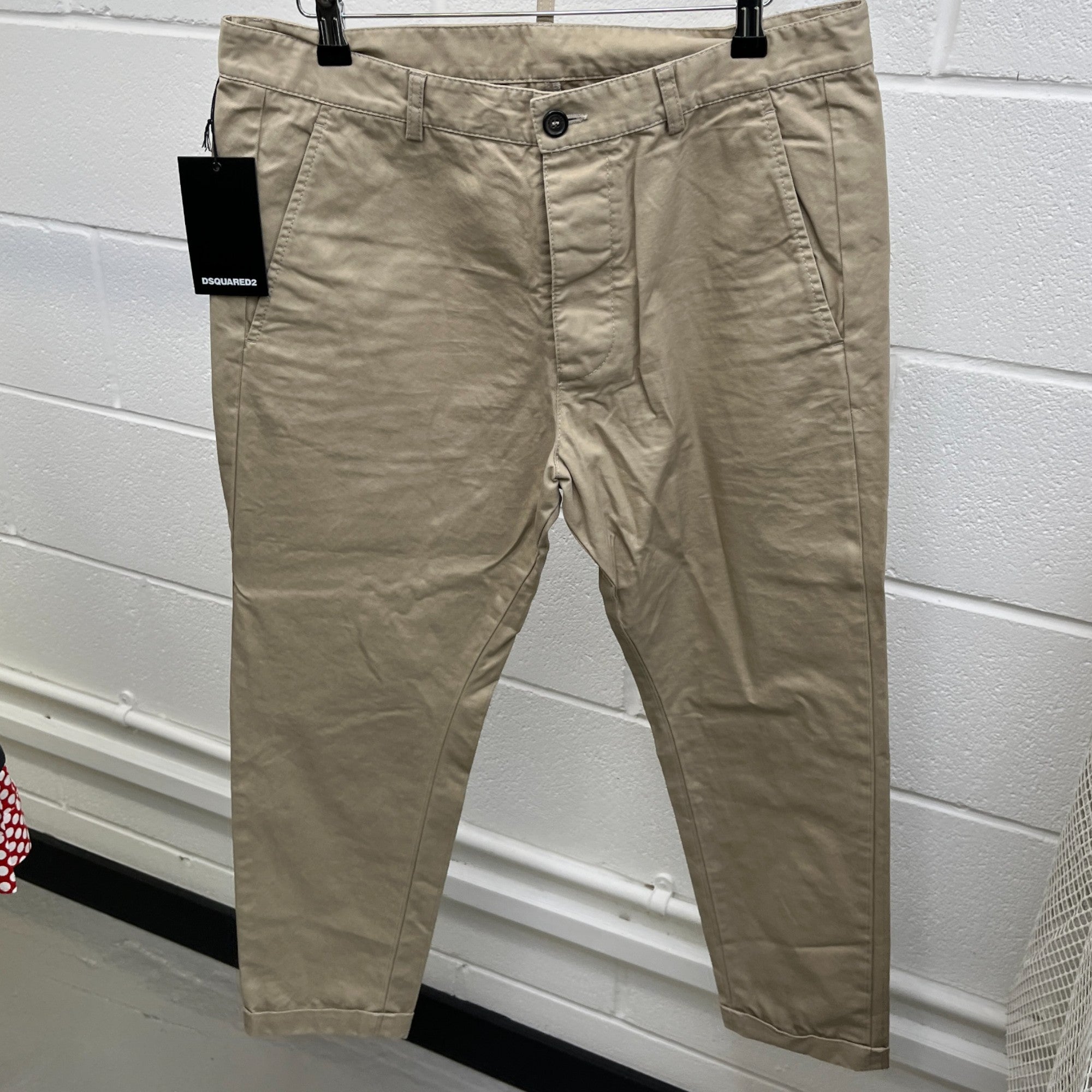 Men's Applique Logo Trousers Beige Size IT 48 / UK 32