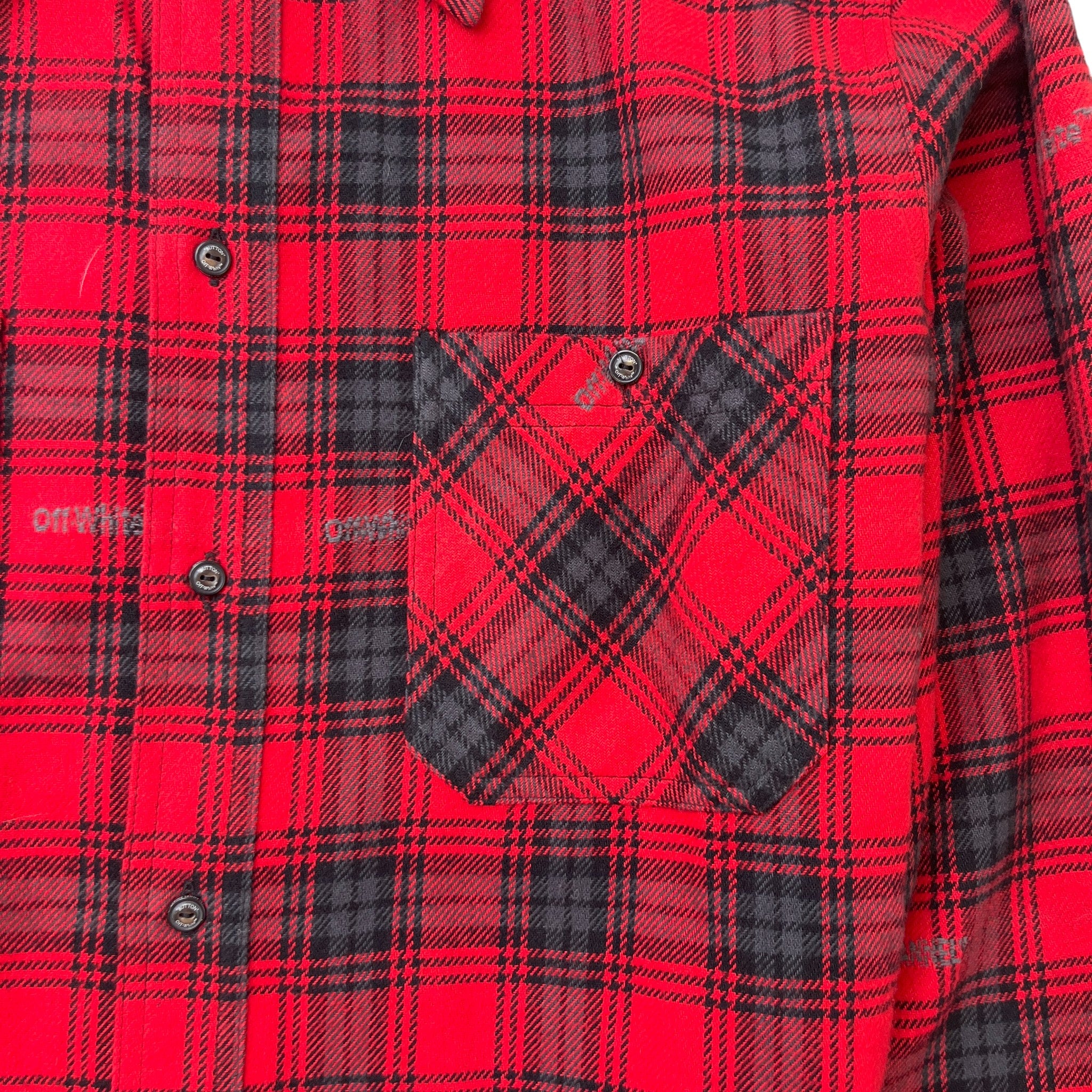 Men's Arrow Logo Fannel OverShirt Red Size L