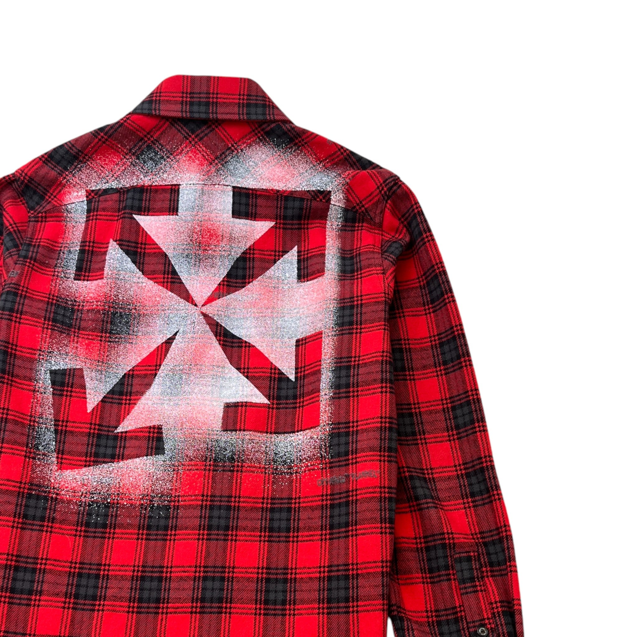 Men's Arrow Logo Fannel OverShirt Red Size L