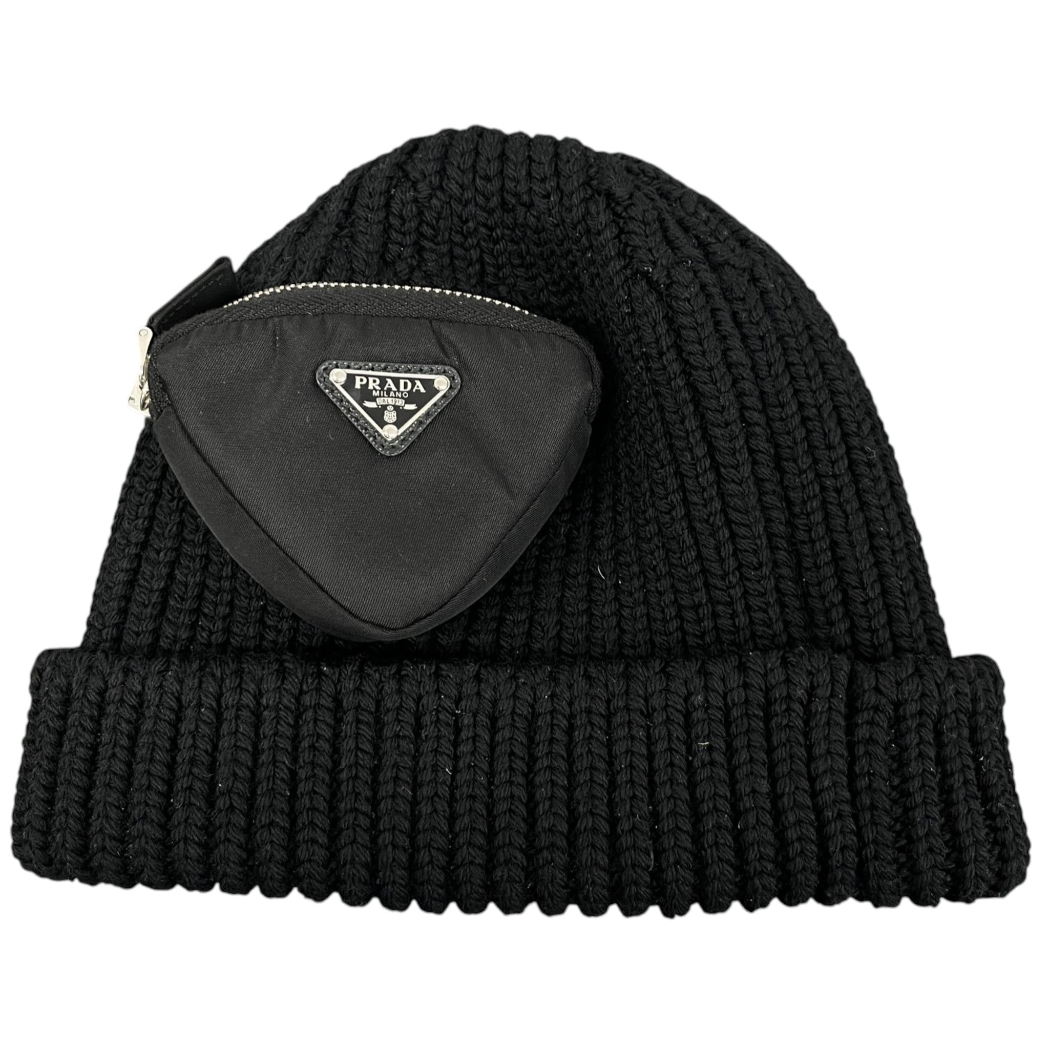 Men's Plaque Logo Pouch Hat Black Size M