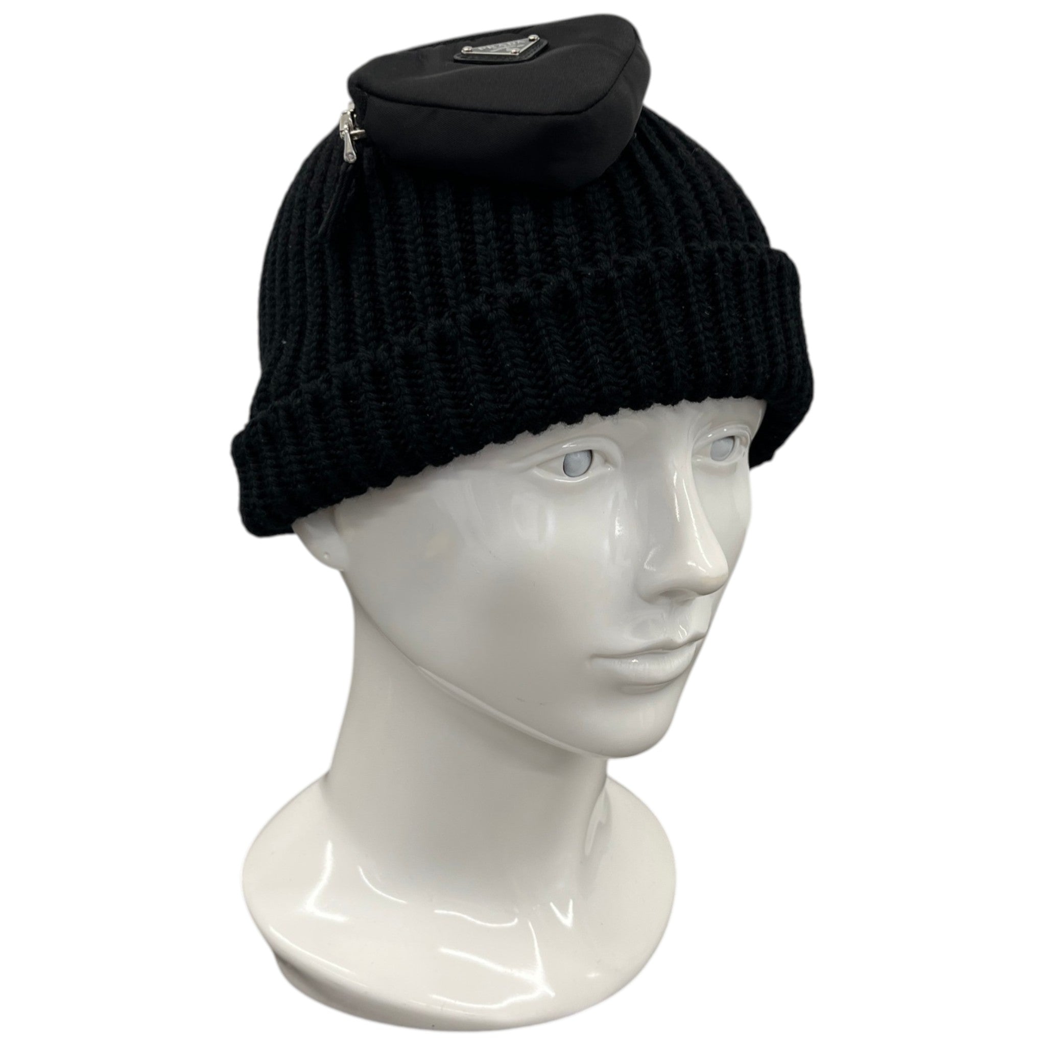 Men's Plaque Logo Pouch Hat Black Size M