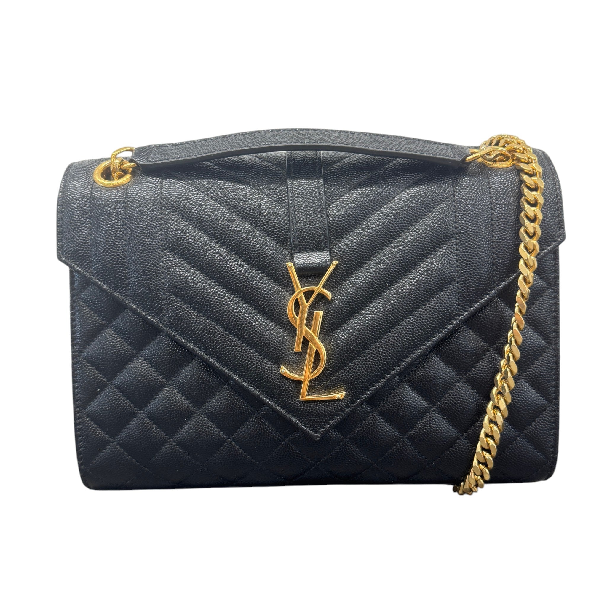Women's Envelope Medium Quilted Grain De Poudre Bag Black
