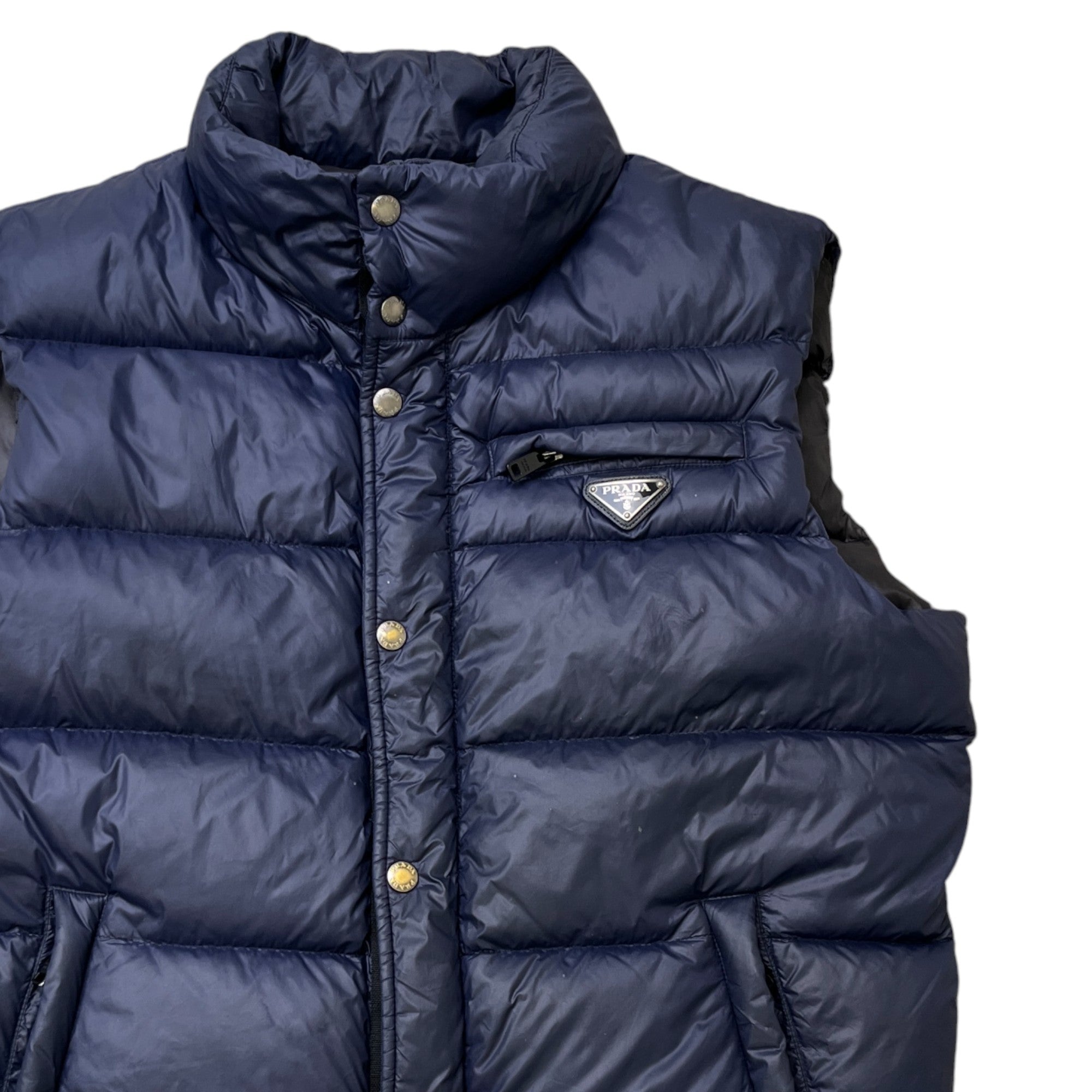 Men's Re-Nylon Plaque Logo Gilet Blue Size IT 50 / L