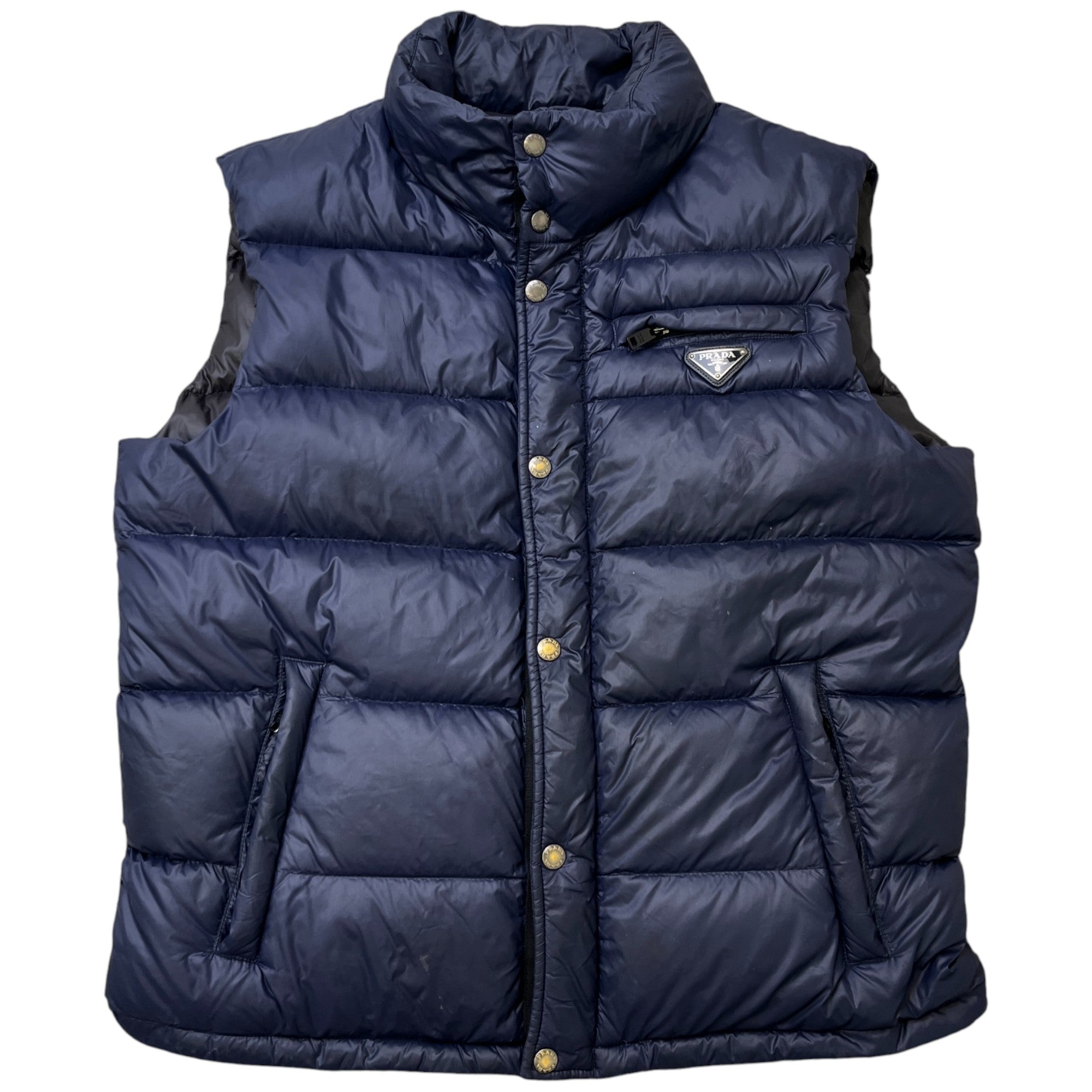 Men's Re-Nylon Plaque Logo Gilet Blue Size IT 50 / L