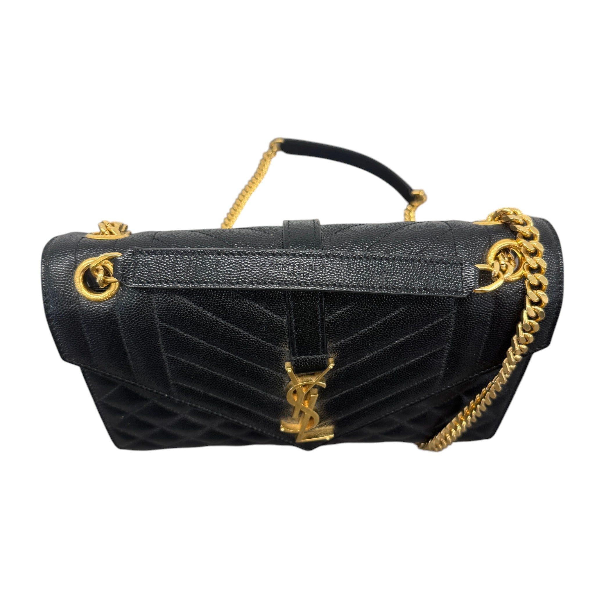 Women's Envelope Medium Quilted Grain De Poudre Bag Black