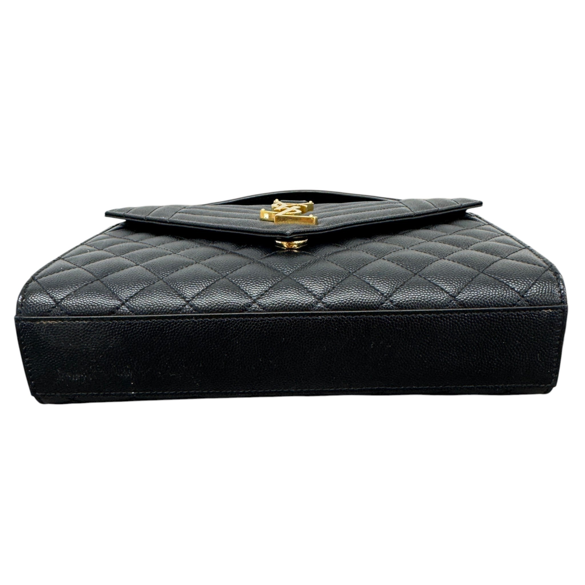 Women's Envelope Medium Quilted Grain De Poudre Bag Black