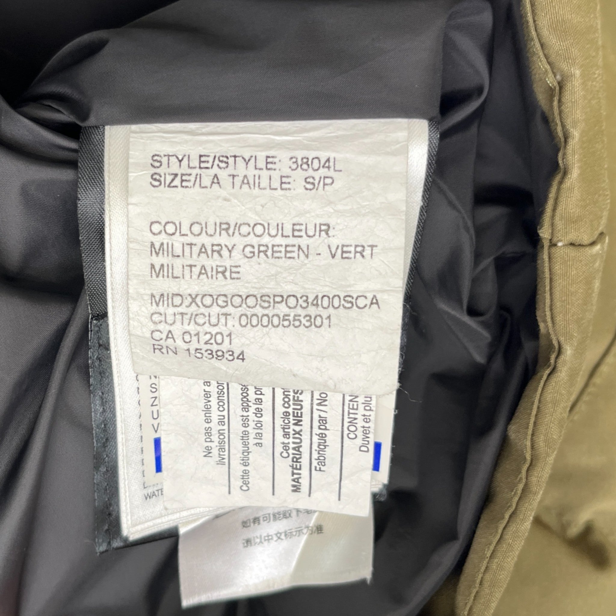 Women's Chelsea Parka Down Jacket Khaki Size S