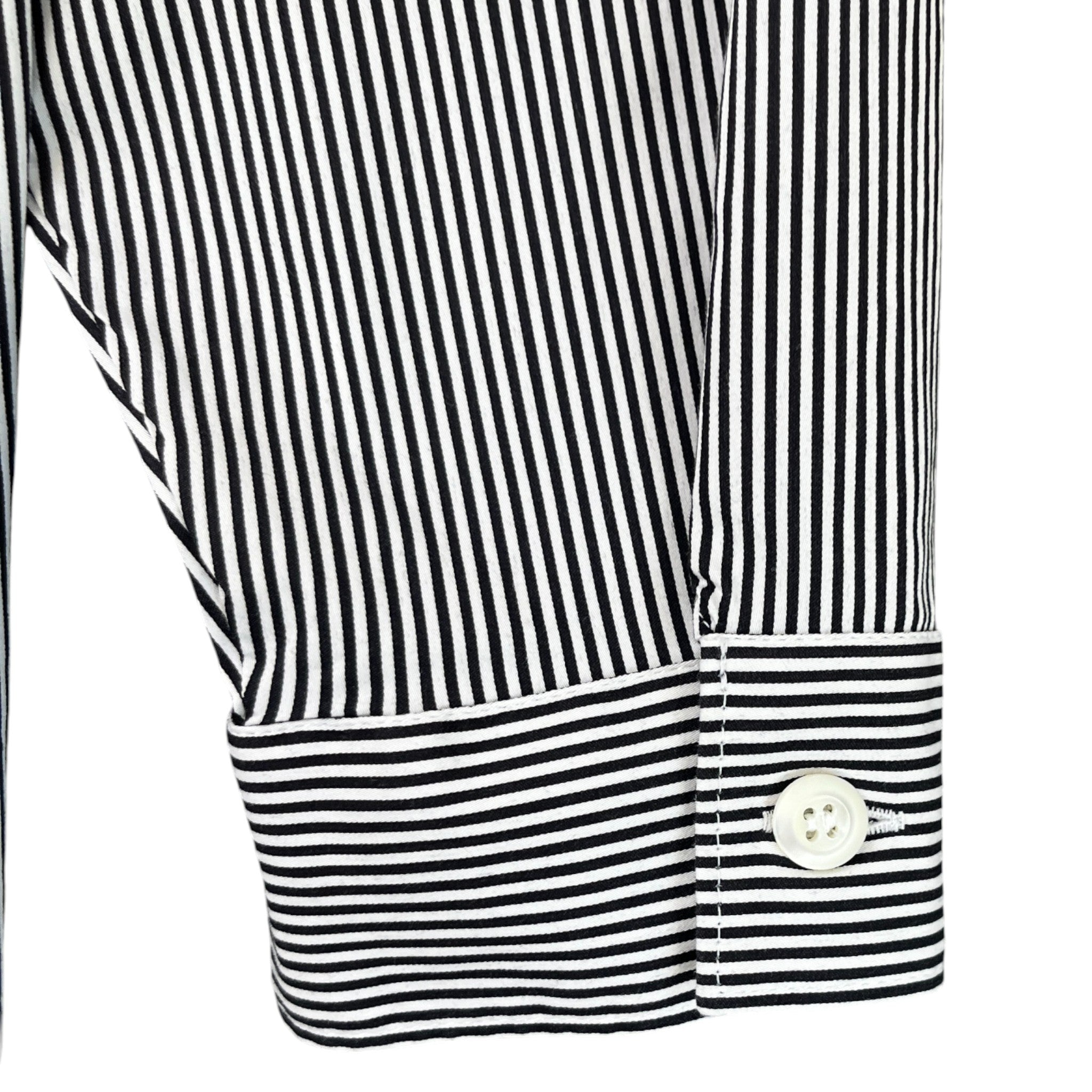 Men's Striped Plaque Logo Shirt Black Size M