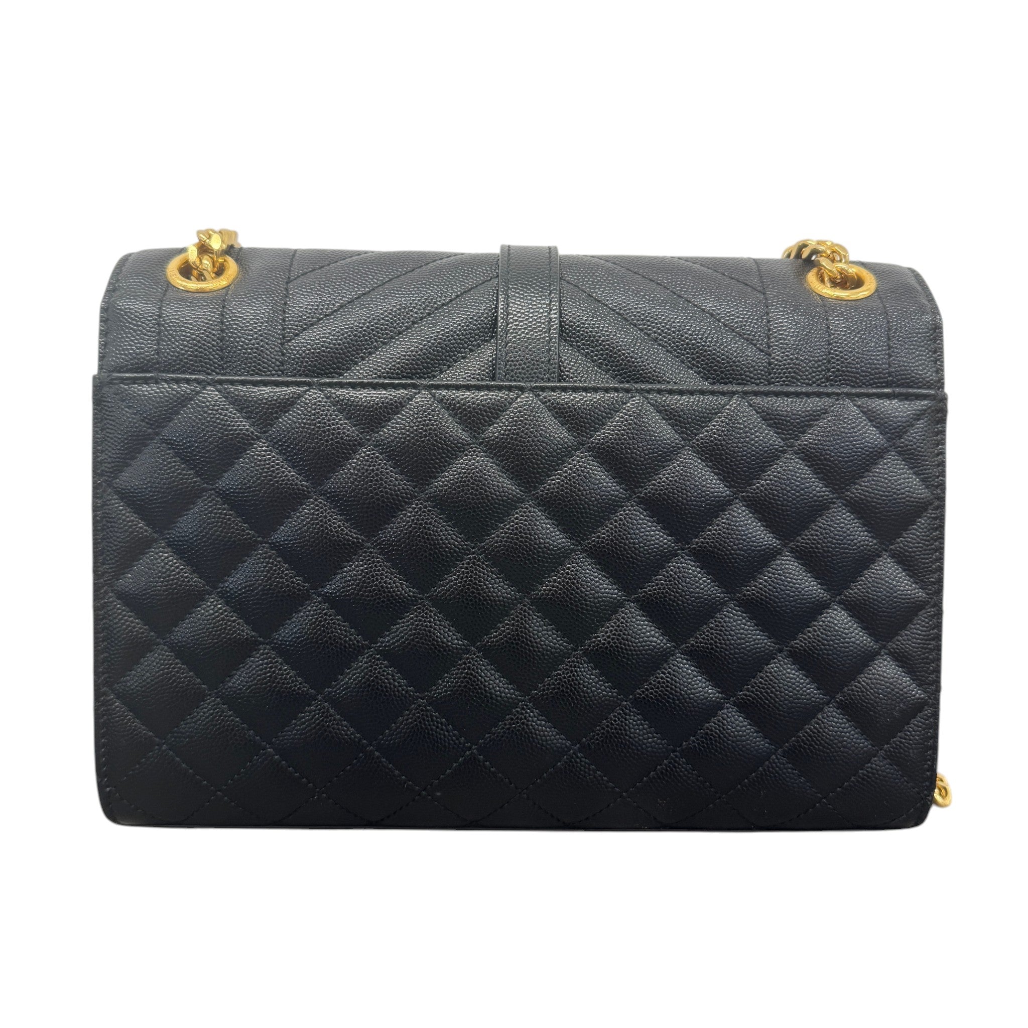Women's Envelope Medium Quilted Grain De Poudre Bag Black