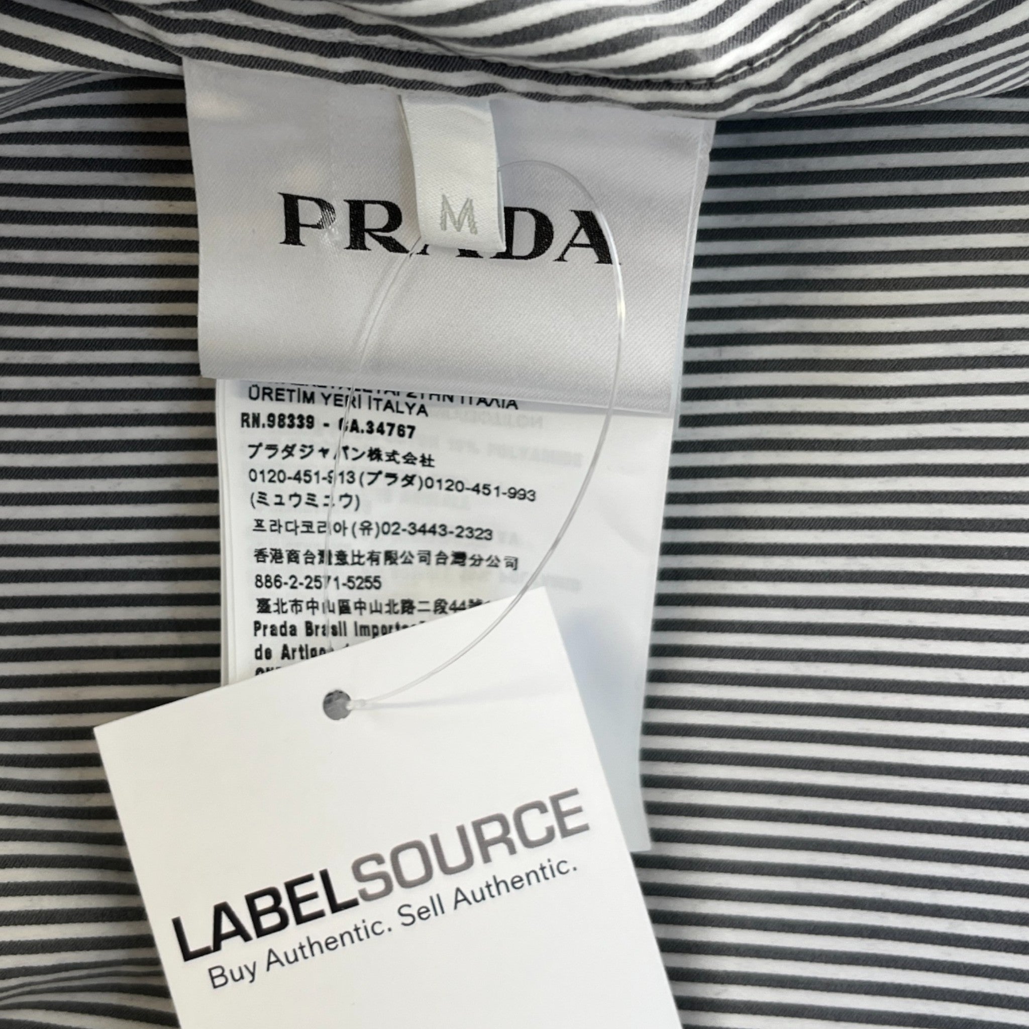 Men's Striped Plaque Logo Shirt Black Size M