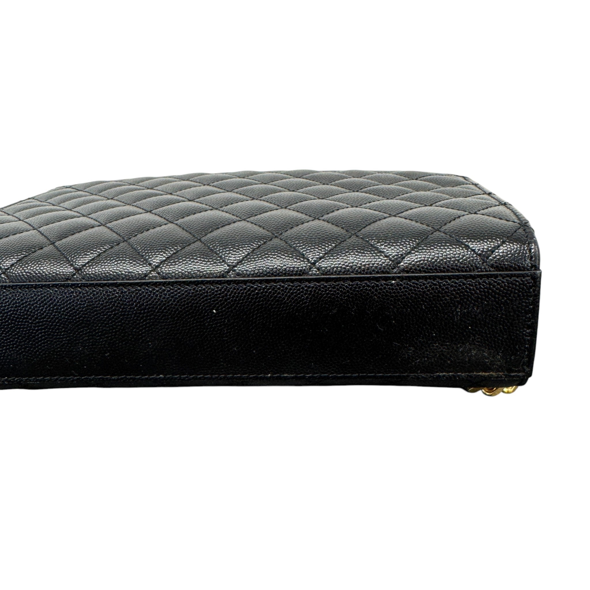 Women's Envelope Medium Quilted Grain De Poudre Bag Black