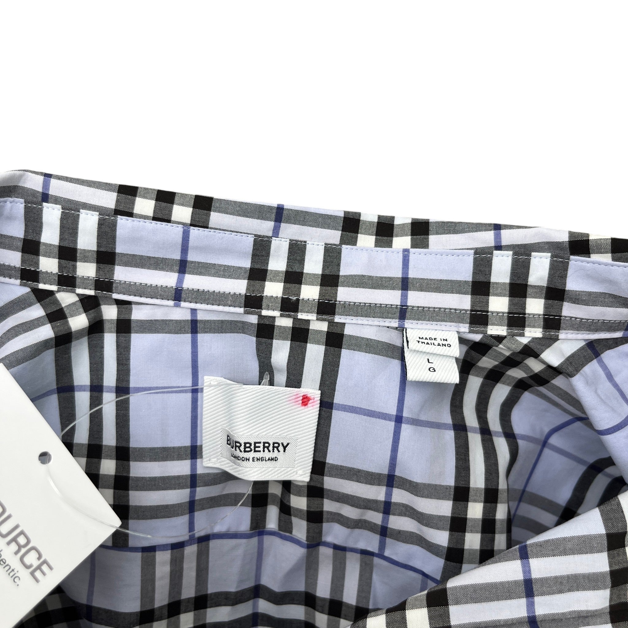 Men's Checkered Long Sleeve Shirt Blue Size L