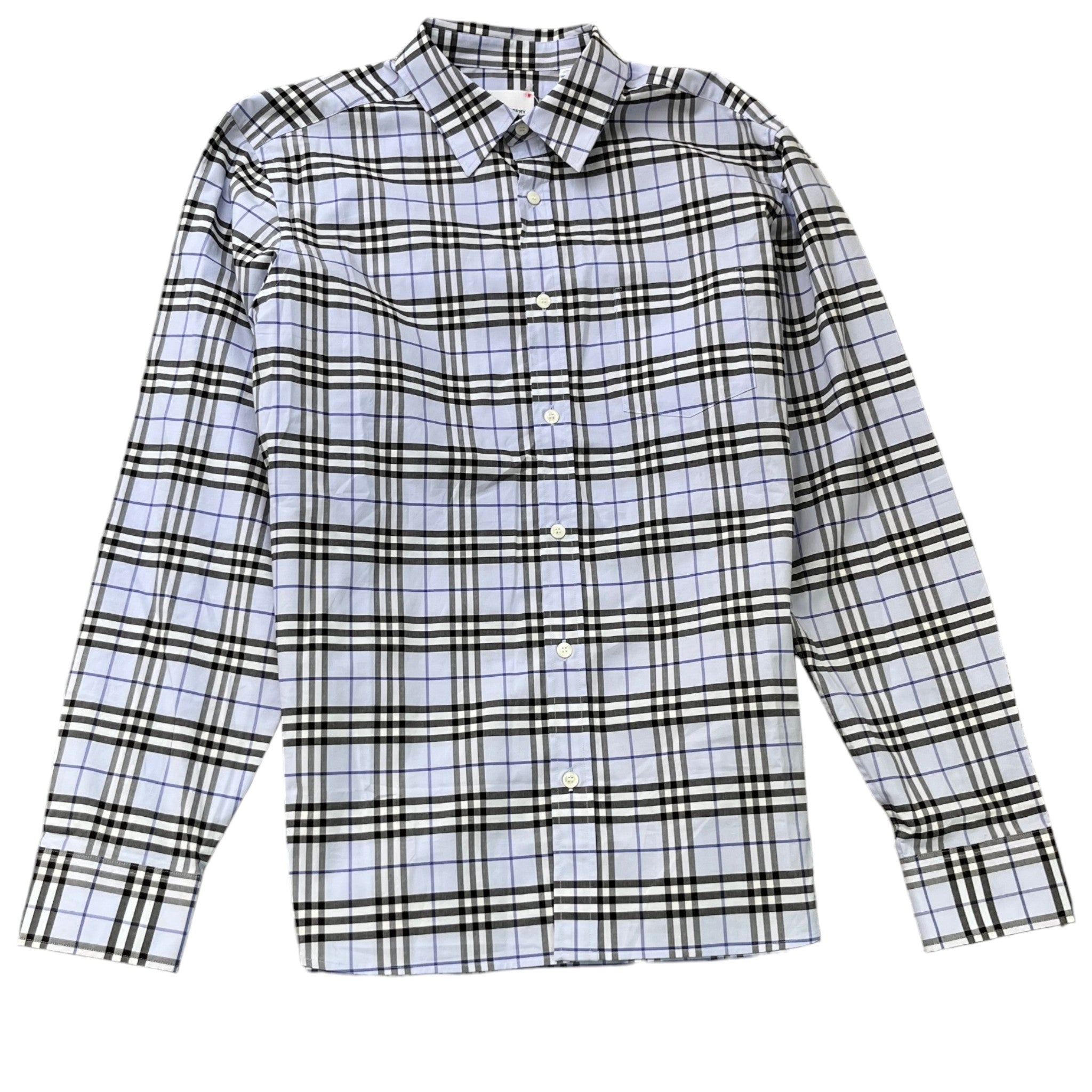 Men's Checkered Long Sleeve Shirt Blue Size L