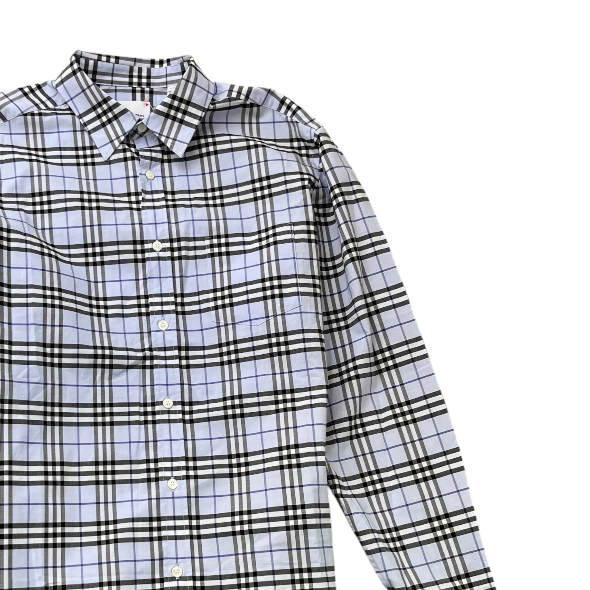 Men's Checkered Long Sleeve Shirt Blue Size L