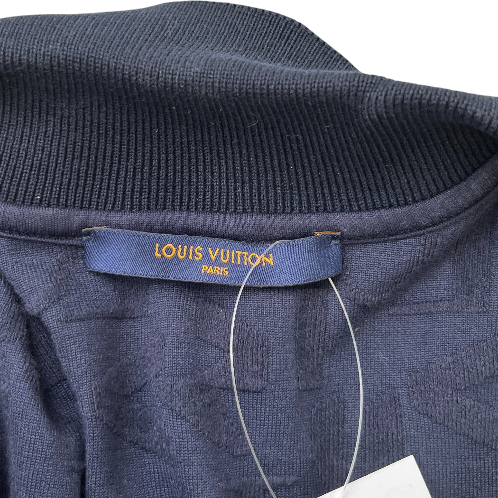 Men's Monogram Quarter Zip Polo Shirt Navy Size M